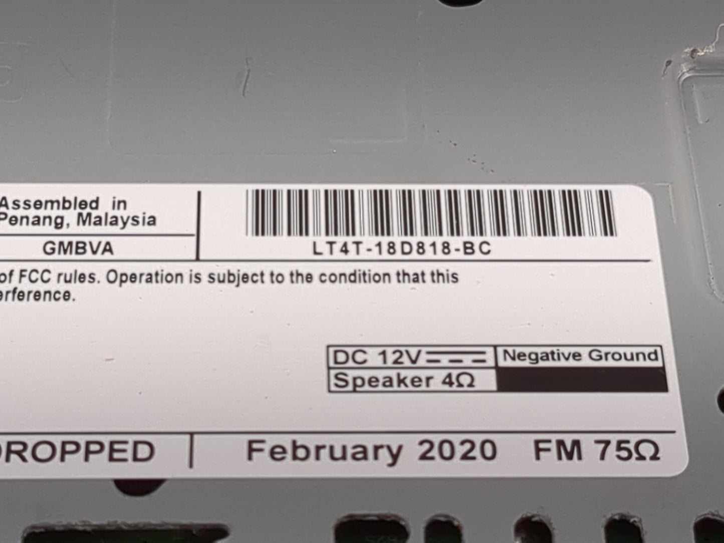 2020 Ford Edge Radio AM FM Cd Player Receiver Replacement P/N:LT4T-18D818-BC GMBVA Fits OEM Used Auto Parts - Oemusedautopar