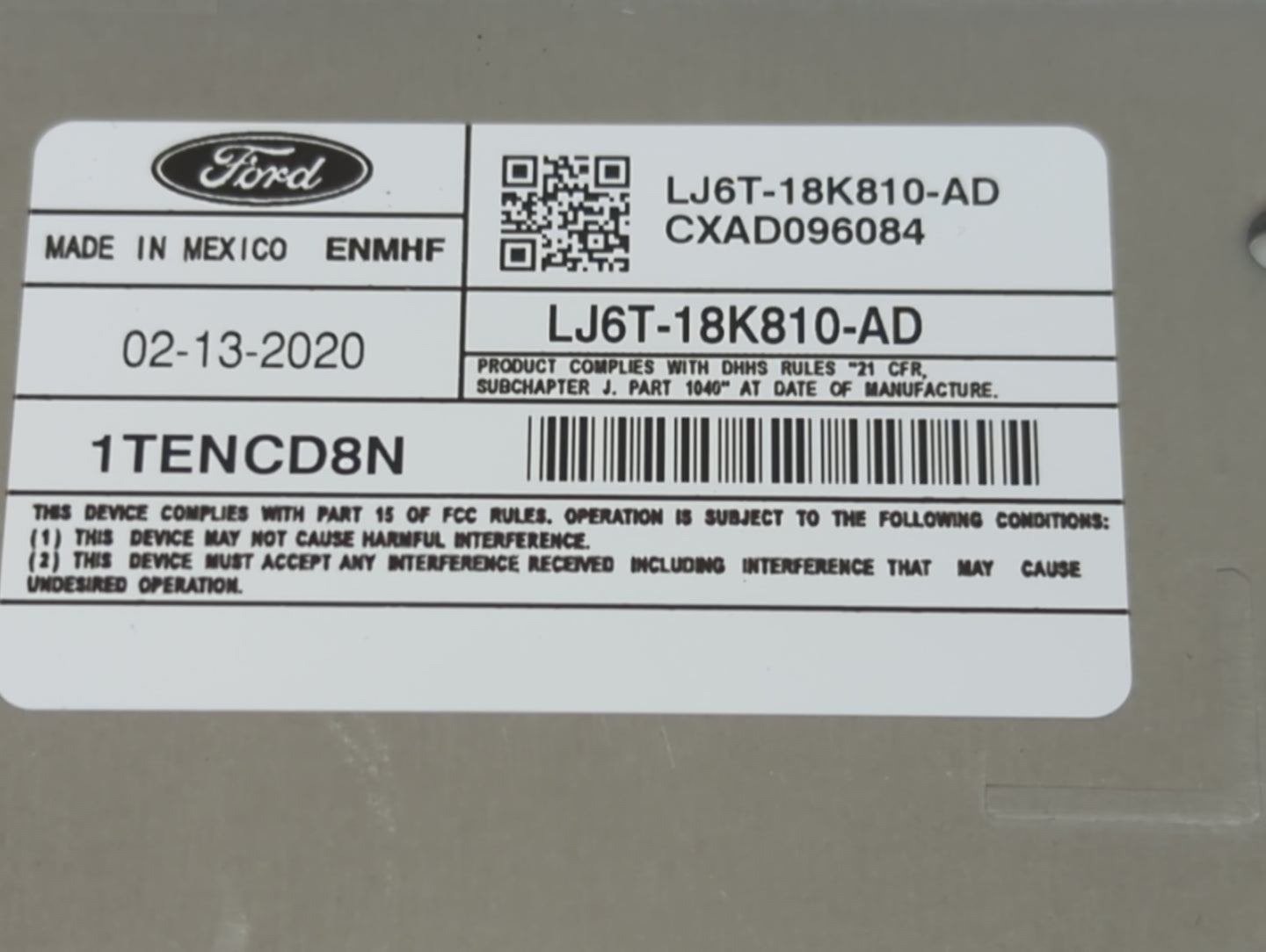 2020 Ford Escape Radio AM FM Cd Player Receiver Replacement P/N:LJ6T-18K810-AD Fits OEM Used Auto Parts - Oemusedautoparts1.