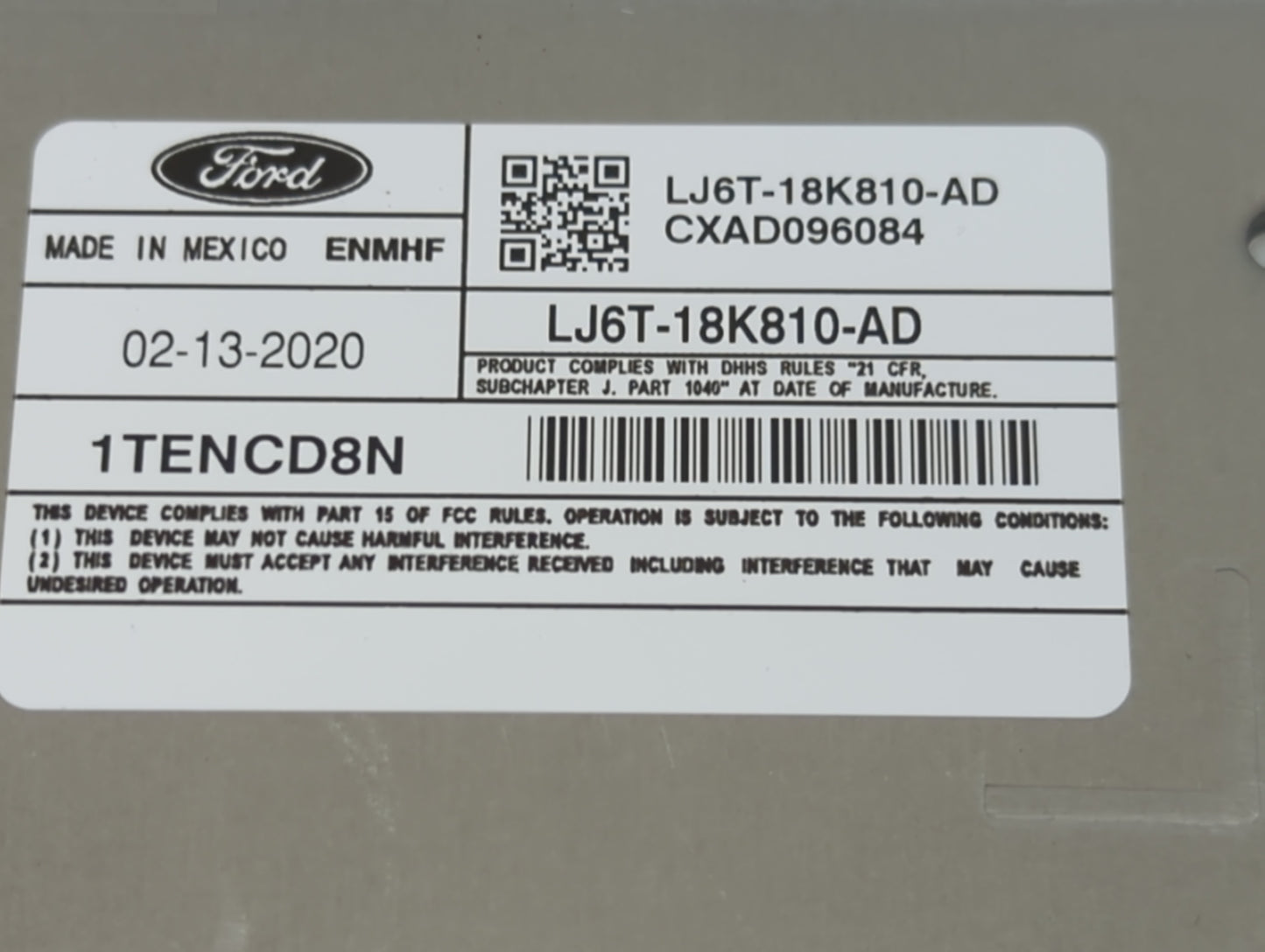 2020 Ford Escape Radio AM FM Cd Player Receiver Replacement P/N:LJ6T-18K810-AD Fits OEM Used Auto Parts - Oemusedautoparts1.