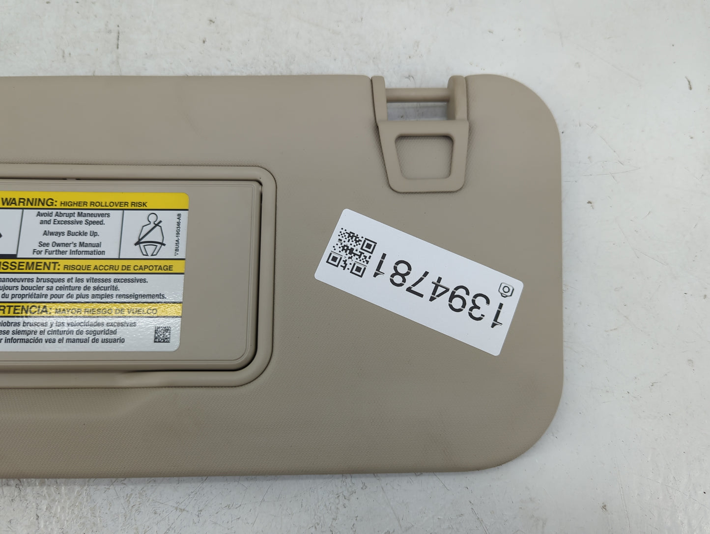 2020 Ford Escape Sun Visor Shade Replacement Driver Left Mirror Fits OEM Used Auto Parts - Oemusedautoparts1.com