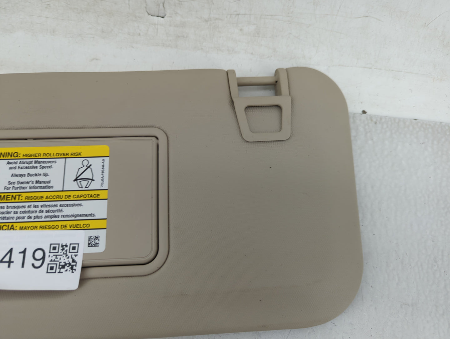 2020 Ford Escape Sun Visor Shade Replacement Passenger Right Mirror Fits OEM Used Auto Parts - Oemusedautoparts1.com