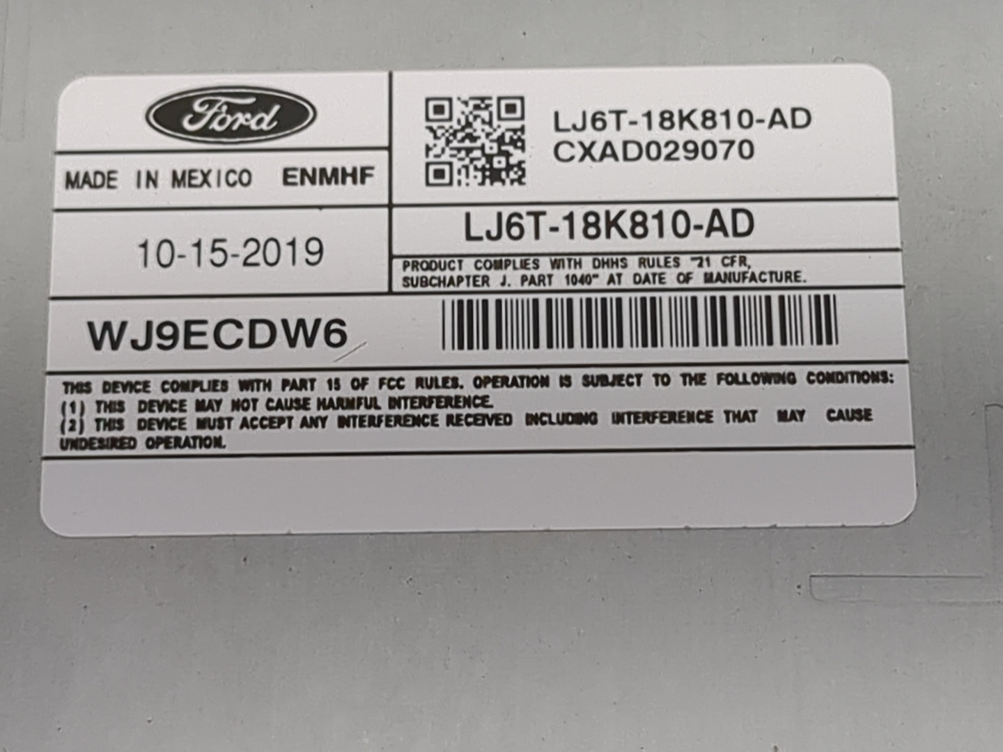 2020 Ford Escape Radio AM FM Cd Player Receiver Replacement P/N:LJ6T-18K810-AD CXAD029070, WJ9ECDW6 Fits OEM Used Auto Parts