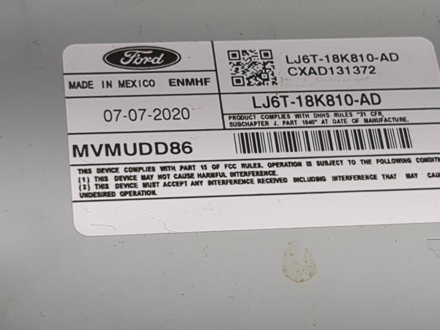 2020 Ford Escape Radio AM FM Cd Player Receiver Replacement P/N:LJ6T-18K810-AD MVMUDD86, CXAD131372 Fits OEM Used Auto Parts