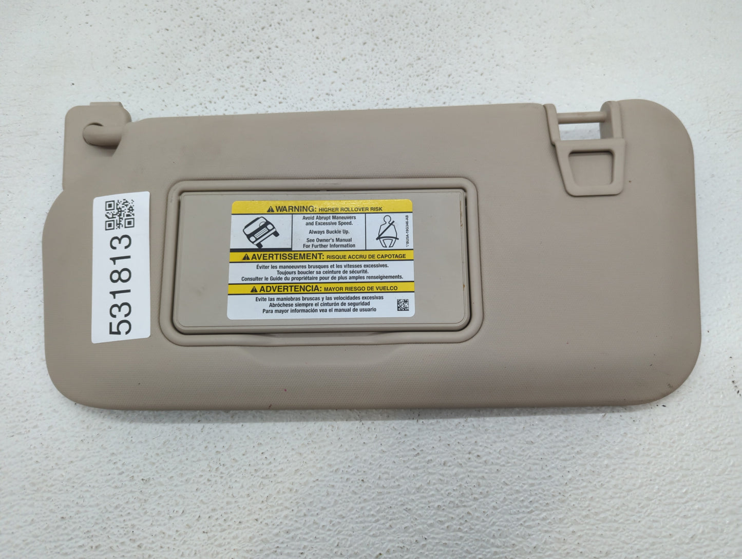 2020 Ford Escape Sun Visor Shade Replacement Passenger Right Mirror Fits OEM Used Auto Parts - Oemusedautoparts1.com