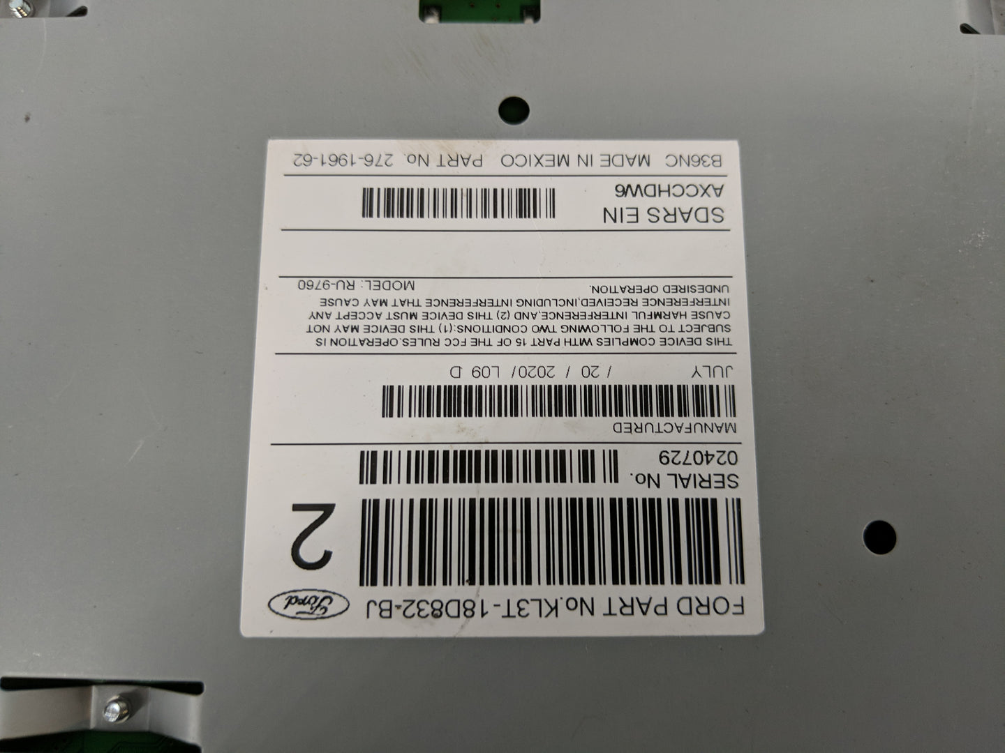 2019-2020 Ford F-150 Radio AM FM Cd Player Receiver Replacement P/N:KL3T-18D832-BJ Fits Fits 2019 2020 OEM Used Auto Parts -