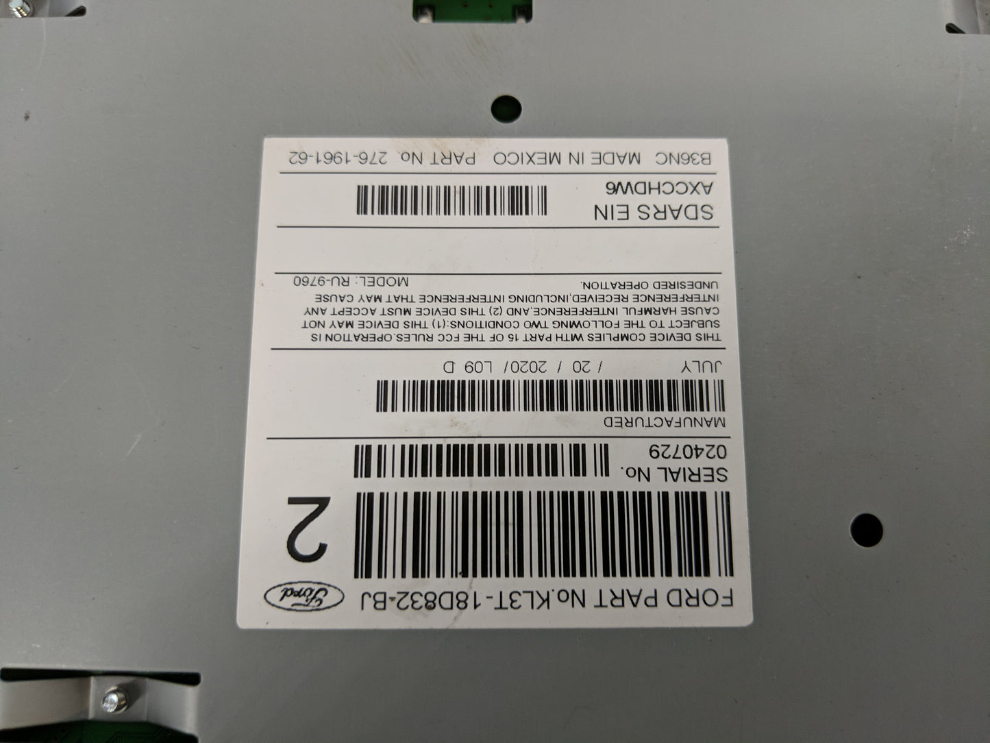 2019-2020 Ford F-150 Radio AM FM Cd Player Receiver Replacement P/N:KL3T-18D832-BJ Fits Fits 2019 2020 OEM Used Auto Parts -