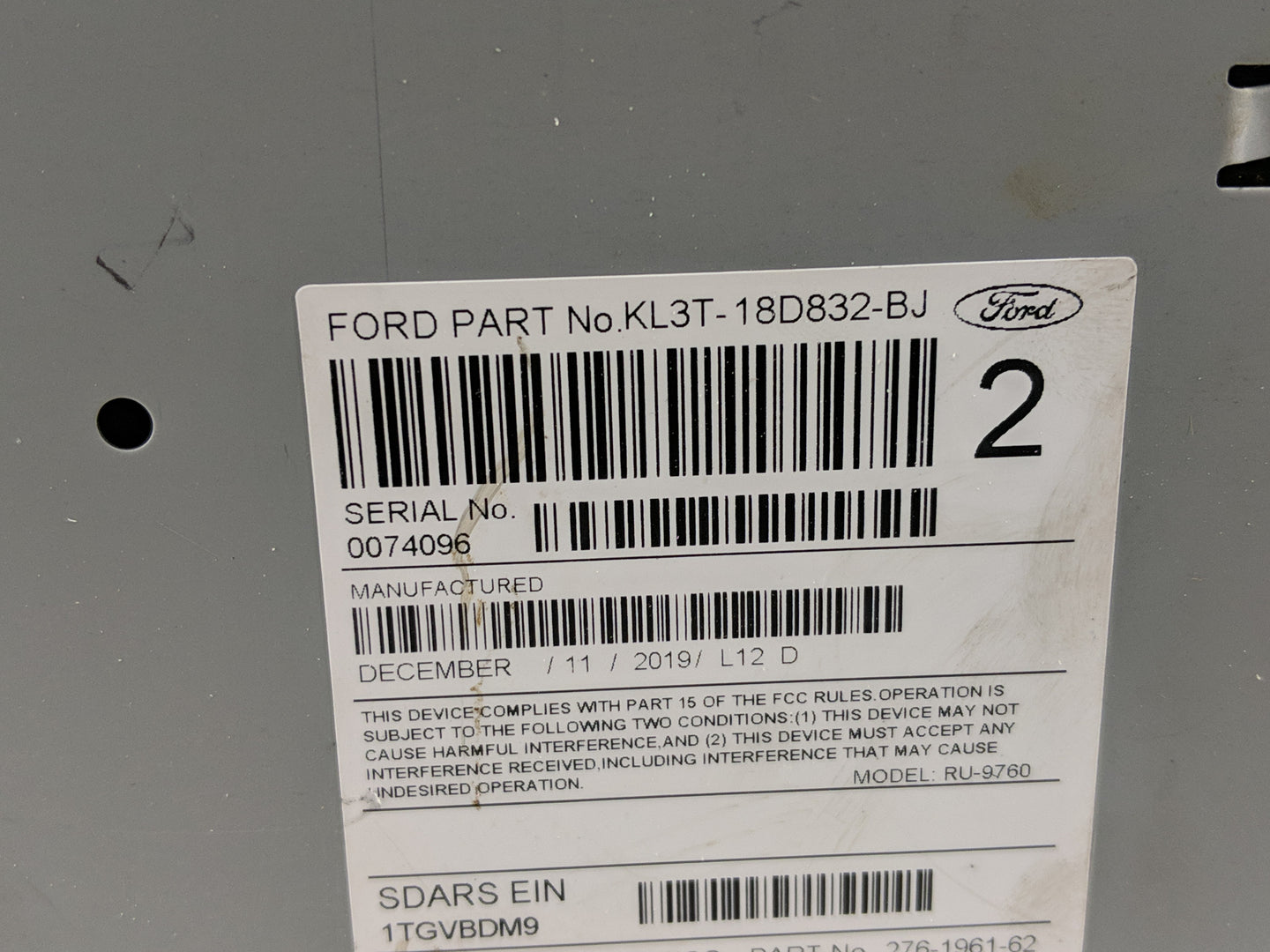 2019-2020 Ford F-150 Radio AM FM Cd Player Receiver Replacement P/N:KL3T-18D832-BJ Fits Fits 2019 2020 OEM Used Auto Parts -