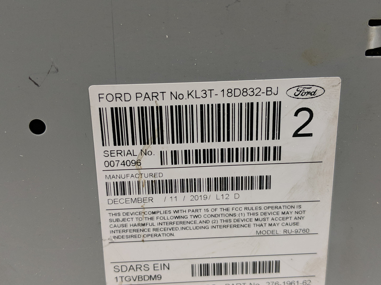 2019-2020 Ford F-150 Radio AM FM Cd Player Receiver Replacement P/N:KL3T-18D832-BJ Fits Fits 2019 2020 OEM Used Auto Parts -