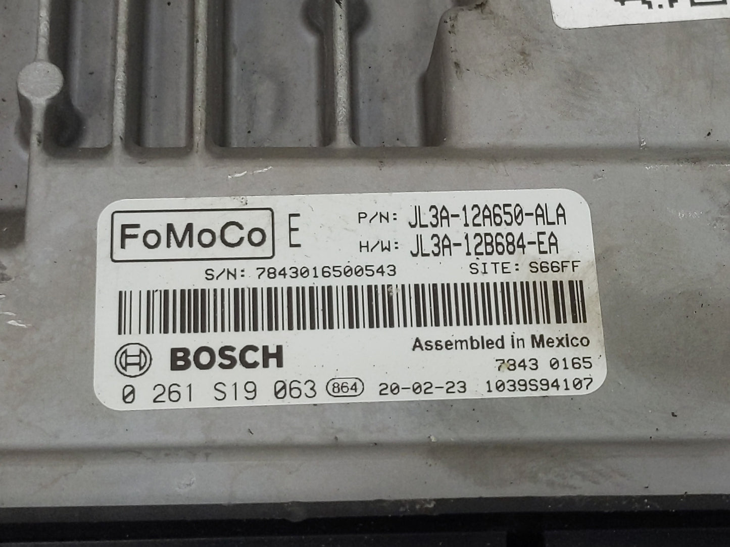 2018-2020 Ford F-150 PCM Engine Control Computer ECU ECM PCU OEM P/N:JL3A-12A650-ALA 0 261 S19 063 Fits Fits 2018 2019 2020 