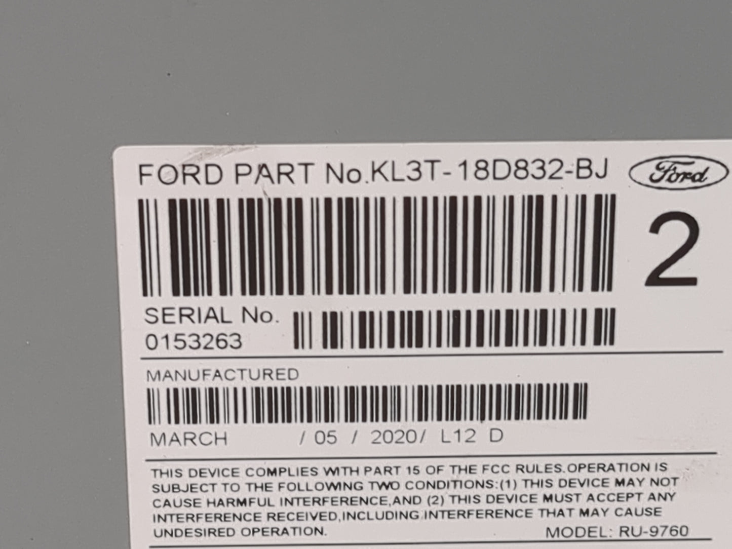2019-2020 Ford F-150 Radio AM FM Cd Player Receiver Replacement P/N:KL3T-18D832-BJ RU-9760P-C, RU-9760 Fits Fits 2019 2020 O