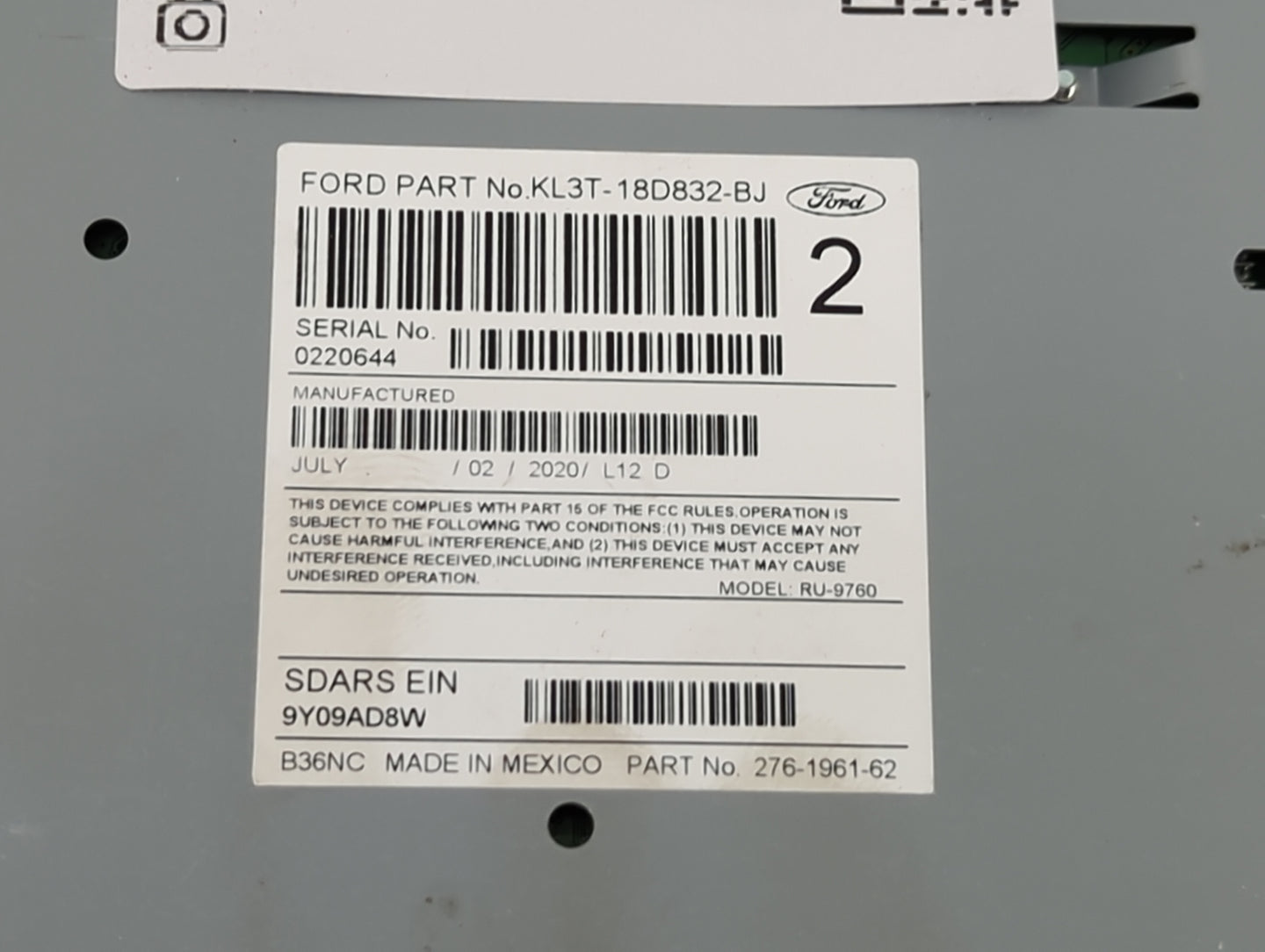 2020 Ford F150 Radio AM FM Cd Player Receiver Replacement P/N:KL3T-18D832-BJ RU-9760P-C, RU-9760, 276-1961-62 Fits Fits 2019