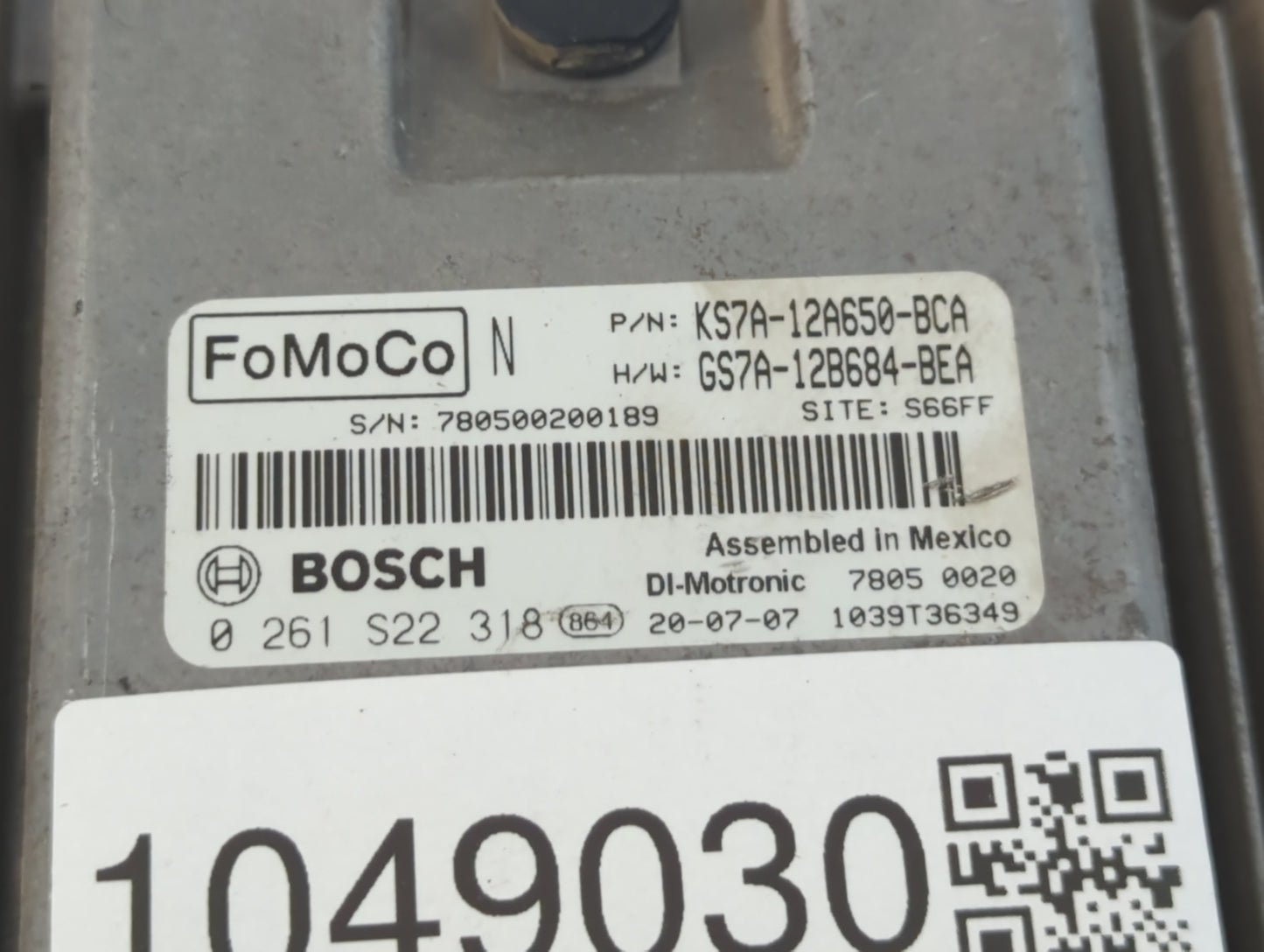 2020 Ford Fusion PCM Engine Control Computer ECU ECM PCU OEM P/N:0 261 S22 318 GS7A-12B684-BEA, KS7A-12A650-BCA Fits OEM Use