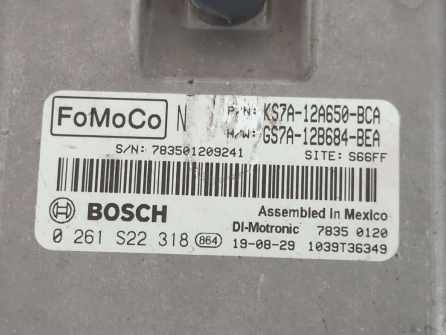 2020 Ford Fusion PCM Engine Control Computer ECU ECM PCU OEM P/N:GS7A-12B684-BEA KS7A-12A650-BCA Fits OEM Used Auto Parts - 