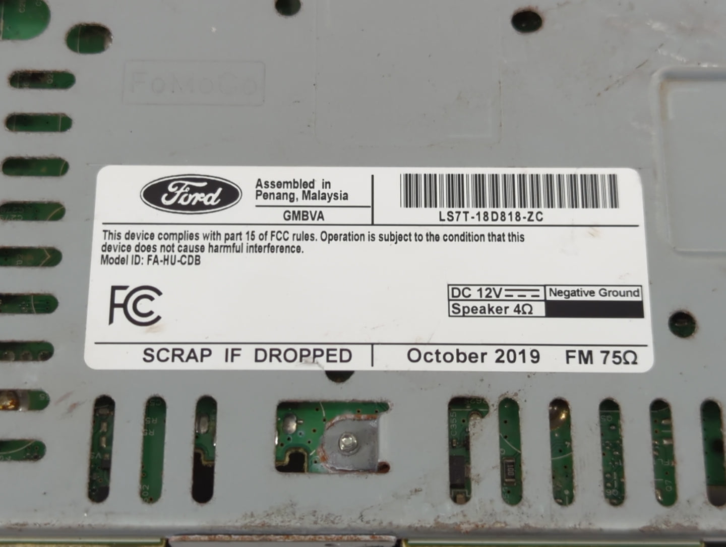 2020 Ford Fusion Radio AM FM Cd Player Receiver Replacement P/N:LS7T-18D818-ZC Fits OEM Used Auto Parts - Oemusedautoparts1.