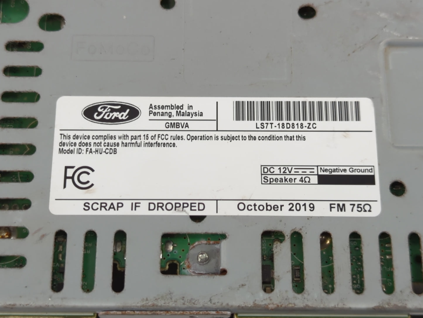 2020 Ford Fusion Radio AM FM Cd Player Receiver Replacement P/N:LS7T-18D818-ZC Fits OEM Used Auto Parts - Oemusedautoparts1.