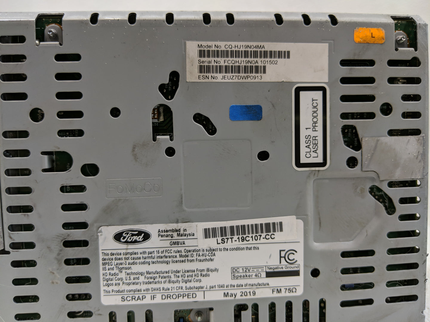 2017-2020 Ford Fusion Radio AM FM Cd Player Receiver Replacement P/N:LS7T-19C107-CC Fits Fits 2017 2018 2019 2020 OEM Used A