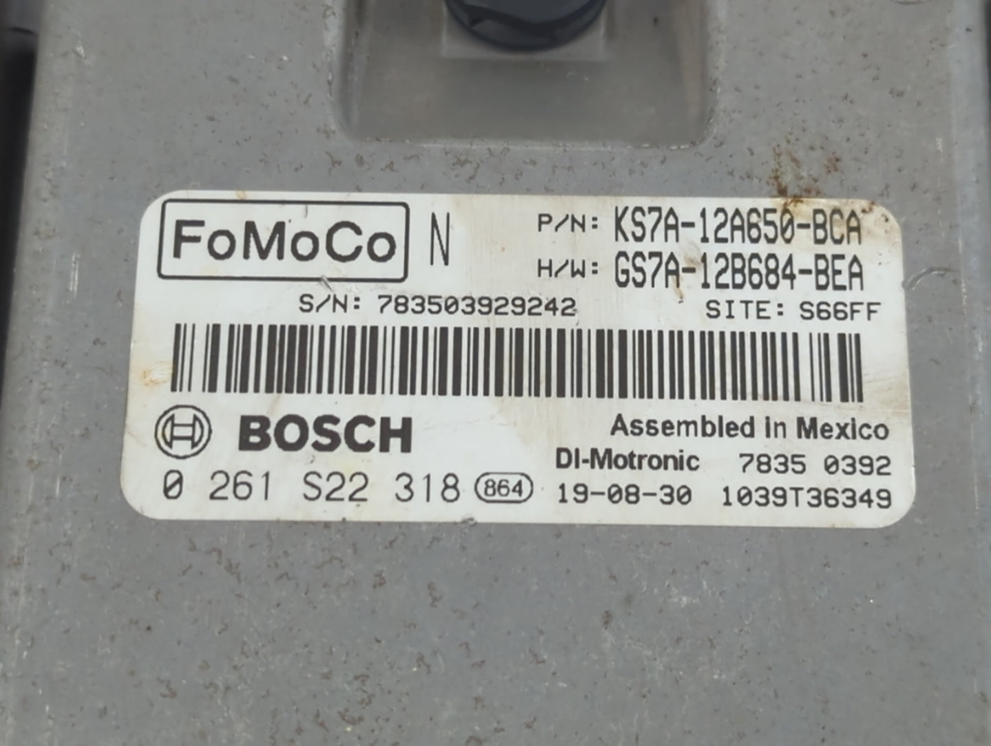 2020 Ford Fusion PCM Engine Control Computer ECU ECM PCU OEM P/N:KS7A-12A650-BCA Fits OEM Used Auto Parts - Oemusedautoparts