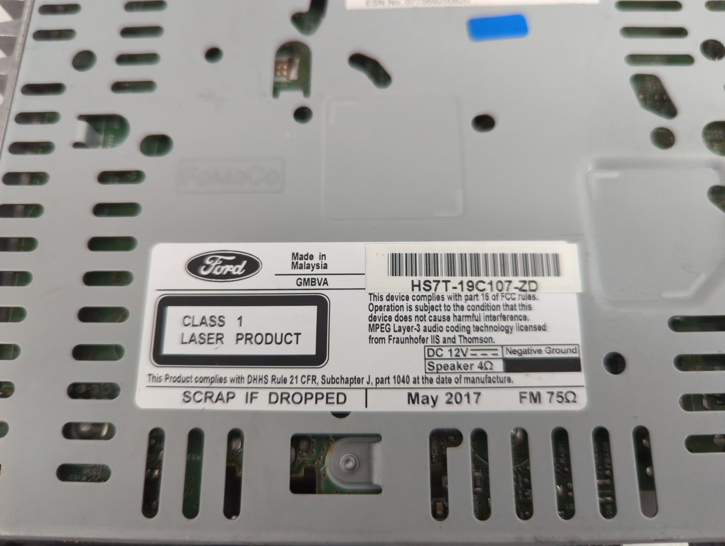 2017-2020 Ford Fusion Radio AM FM Cd Player Receiver Replacement P/N:HS7T-19C107-ZD Fits Fits 2017 2018 2019 2020 OEM Used A