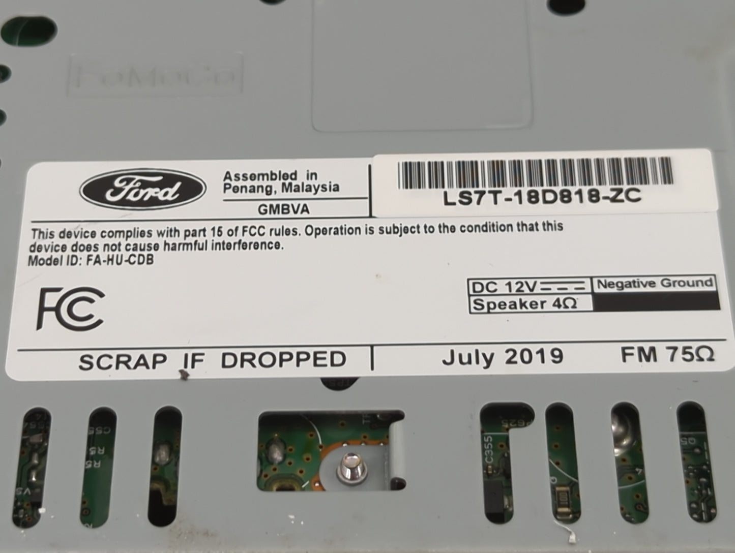 2020 Ford Fusion Radio AM FM Cd Player Receiver Replacement P/N:LS7T-18D818-ZC Fits OEM Used Auto Parts - Oemusedautoparts1.