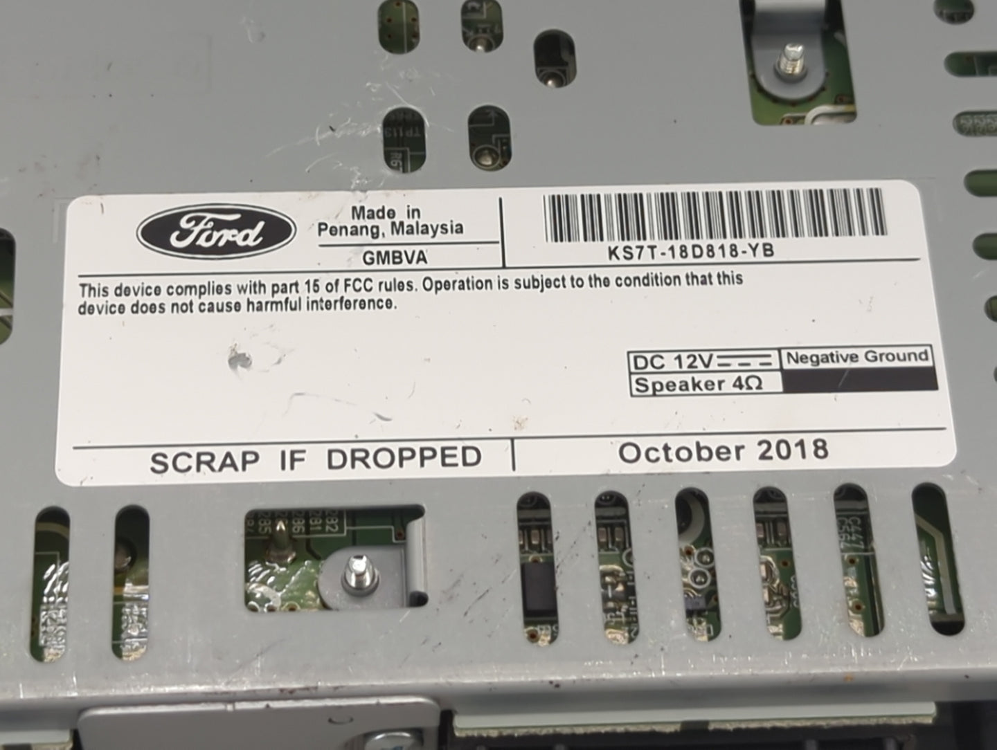 2019-2020 Ford Fusion Radio AM FM Cd Player Receiver Replacement P/N:KS7T-18D818-YB Fits Fits 2019 2020 OEM Used Auto Parts 