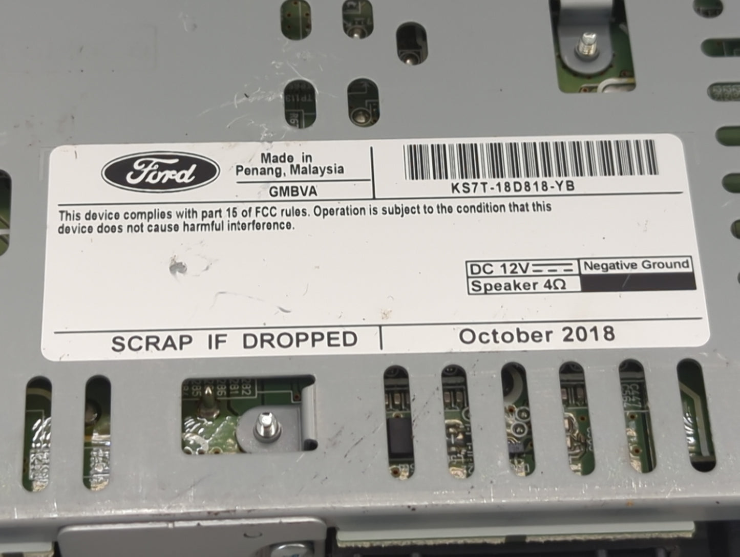 2019-2020 Ford Fusion Radio AM FM Cd Player Receiver Replacement P/N:KS7T-18D818-YB Fits Fits 2019 2020 OEM Used Auto Parts 