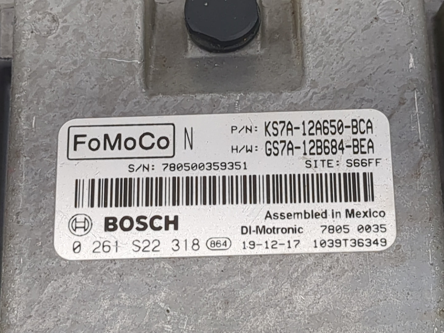 2020 Ford Fusion PCM Engine Control Computer ECU ECM PCU OEM P/N:KS7A-12A650-BCA GS7A-12B684-BEA, 0261S22318, 0U5T-14A624-BA
