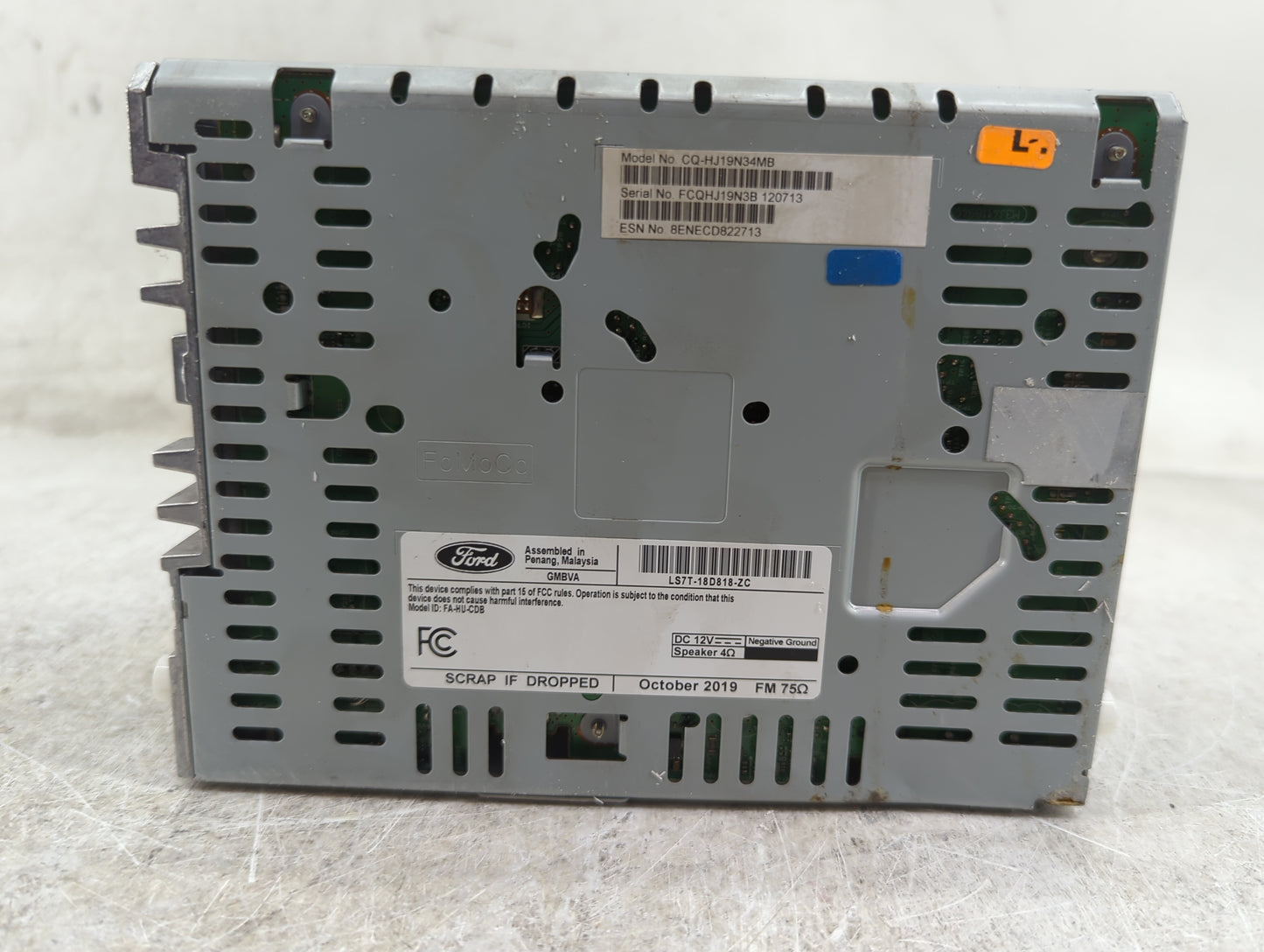 2020 Ford Fusion Radio AM FM Cd Player Receiver Replacement P/N:LS7T-18D818-ZC CQ-HJ19N34MB Fits OEM Used Auto Parts - Oemus