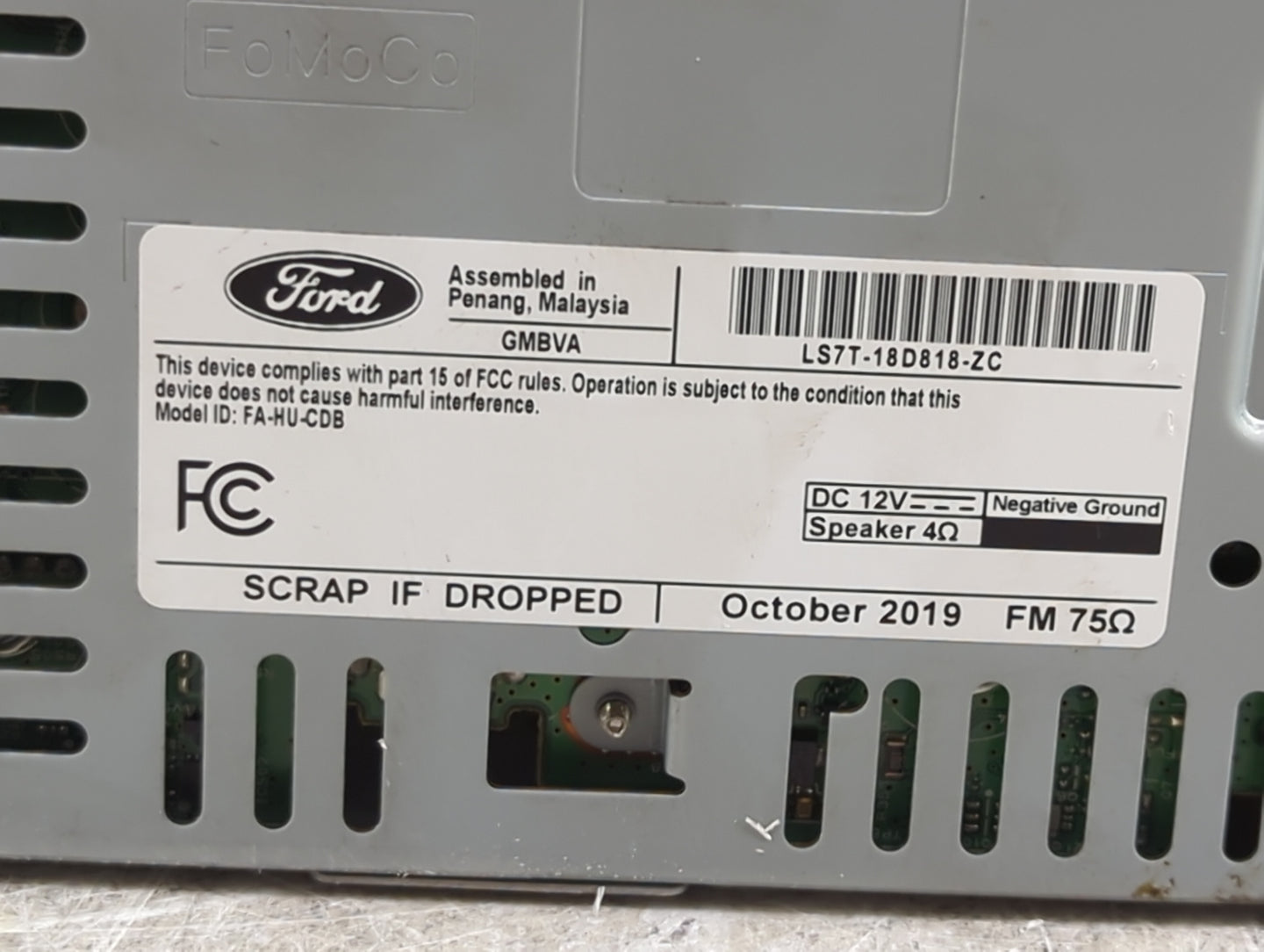 2020 Ford Fusion Radio AM FM Cd Player Receiver Replacement P/N:LS7T-18D818-ZC CQ-HJ19N34MB Fits OEM Used Auto Parts - Oemus