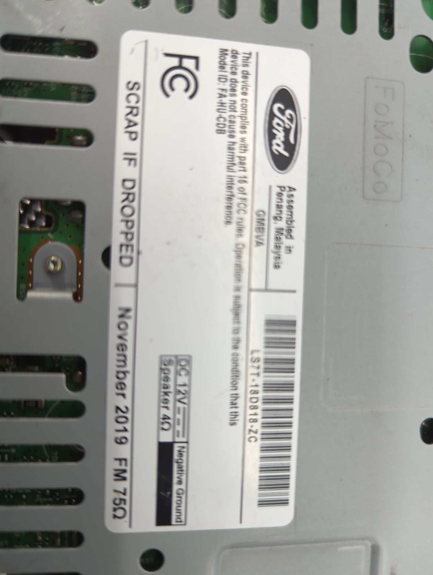 2020 Ford Fusion Radio AM FM Cd Player Receiver Replacement P/N:LS7T-18D818-ZC FA-HU-CDB Fits OEM Used Auto Parts - Oemuseda