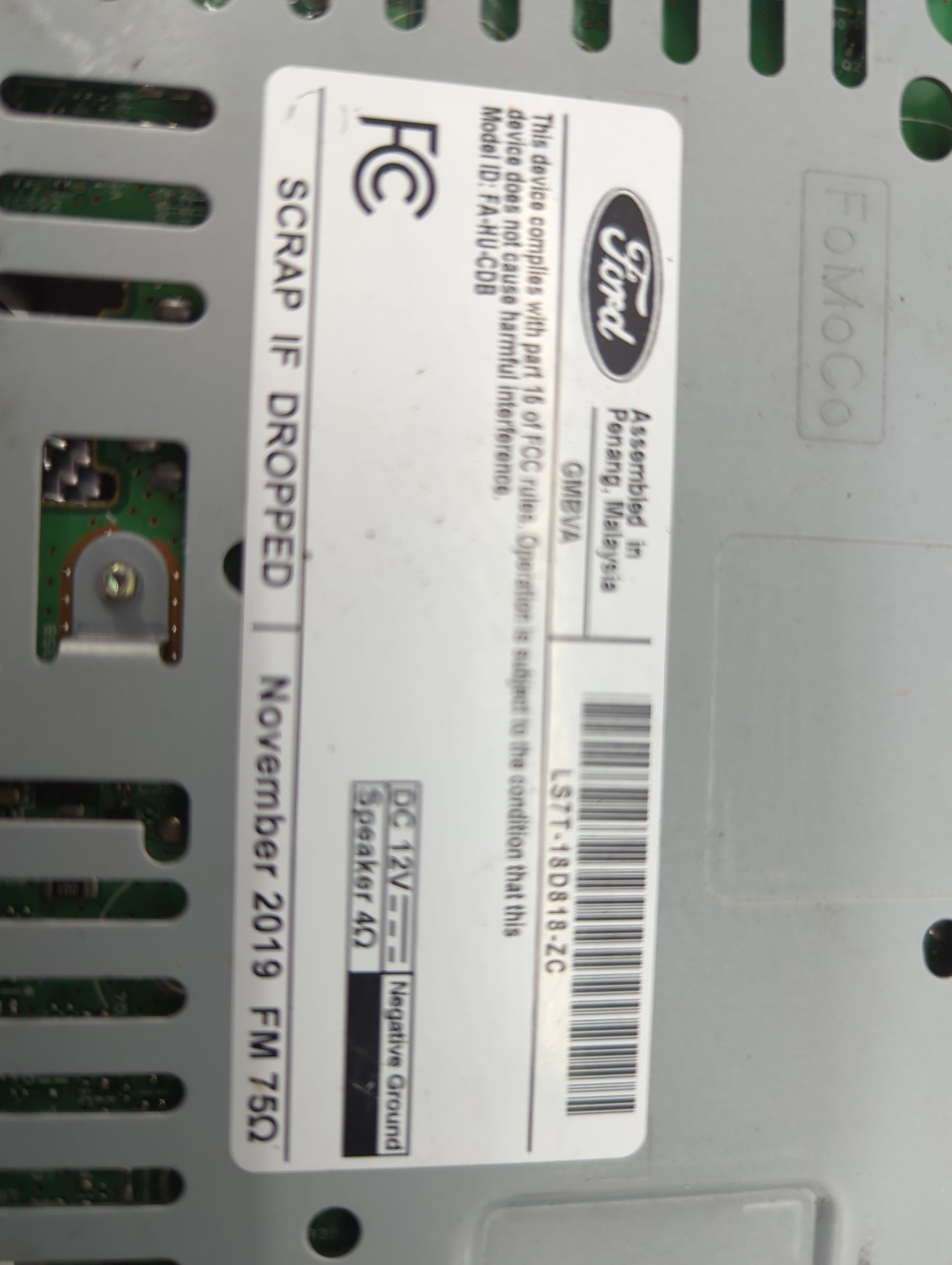 2020 Ford Fusion Radio AM FM Cd Player Receiver Replacement P/N:LS7T-18D818-ZC FA-HU-CDB Fits OEM Used Auto Parts - Oemuseda