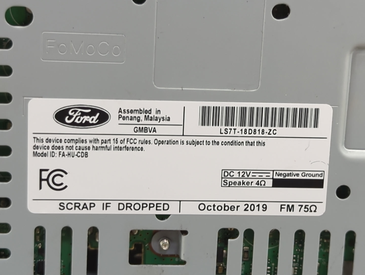 2020 Ford Fusion Radio AM FM Cd Player Receiver Replacement P/N:CQ-HJ19N34MB LS7T-18D818-ZC, FA-HU-CDB Fits OEM Used Auto Pa