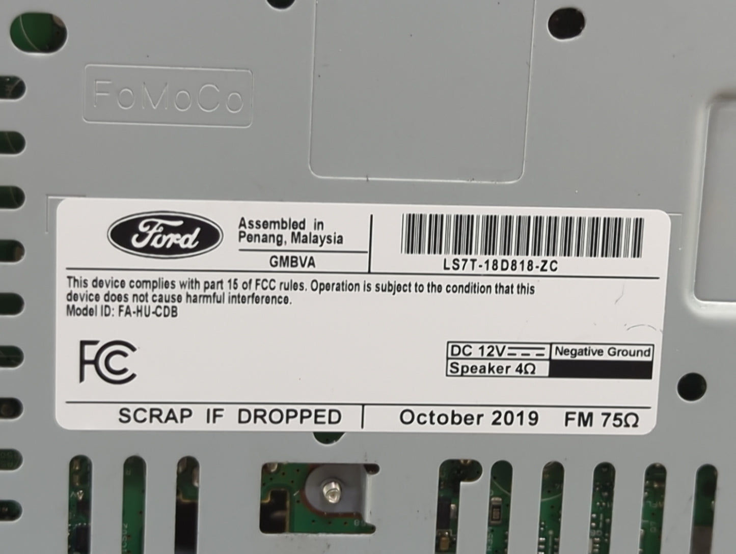 2020 Ford Fusion Radio AM FM Cd Player Receiver Replacement P/N:CQ-HJ19N34MB LS7T-18D818-ZC, FA-HU-CDB Fits OEM Used Auto Pa