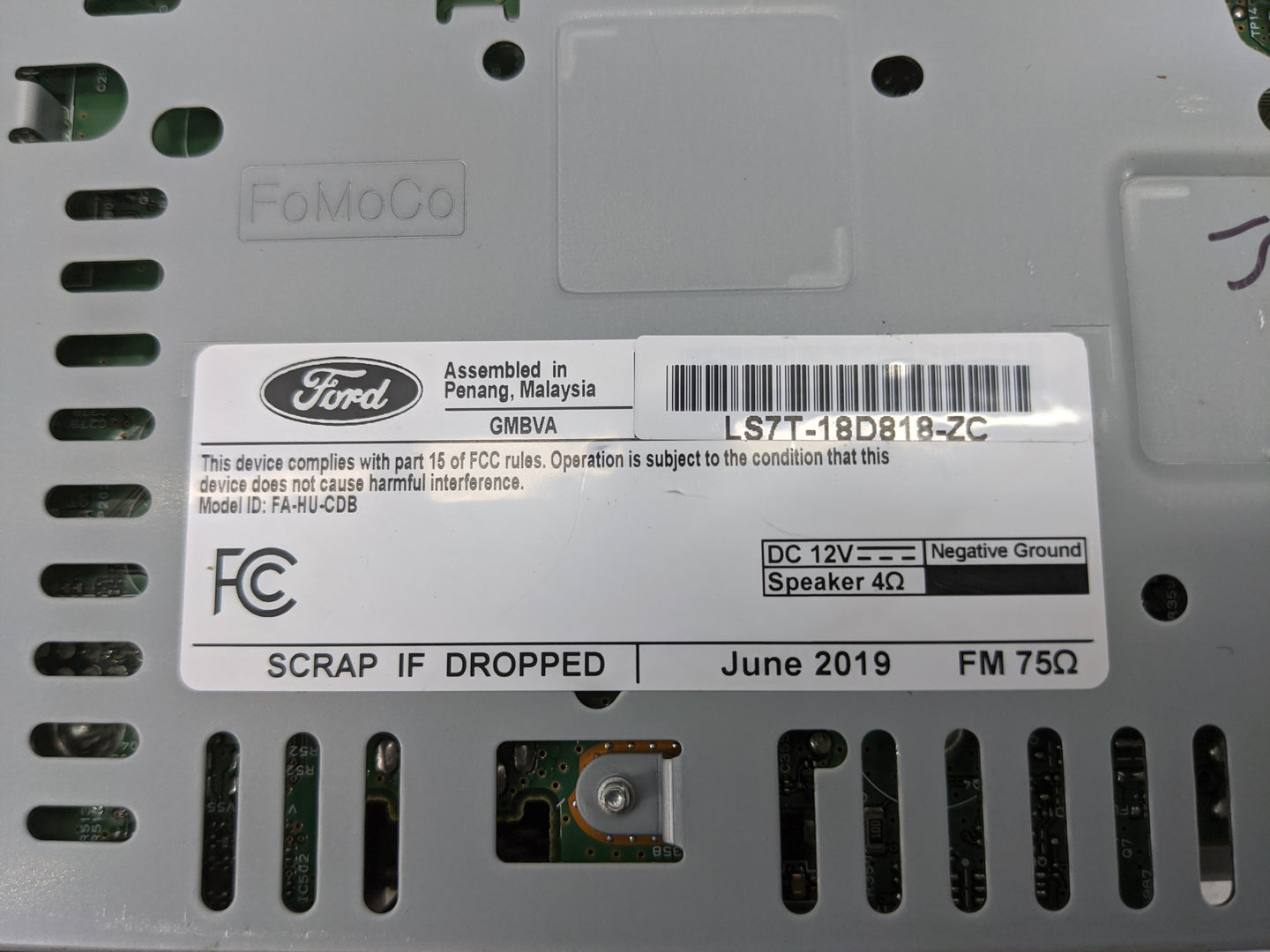 2020 Ford Fusion Radio AM FM Cd Player Receiver Replacement P/N:LS7T-18D818-ZC CQ-HJ19N34AA, FA-HU-CDB Fits OEM Used Auto Pa