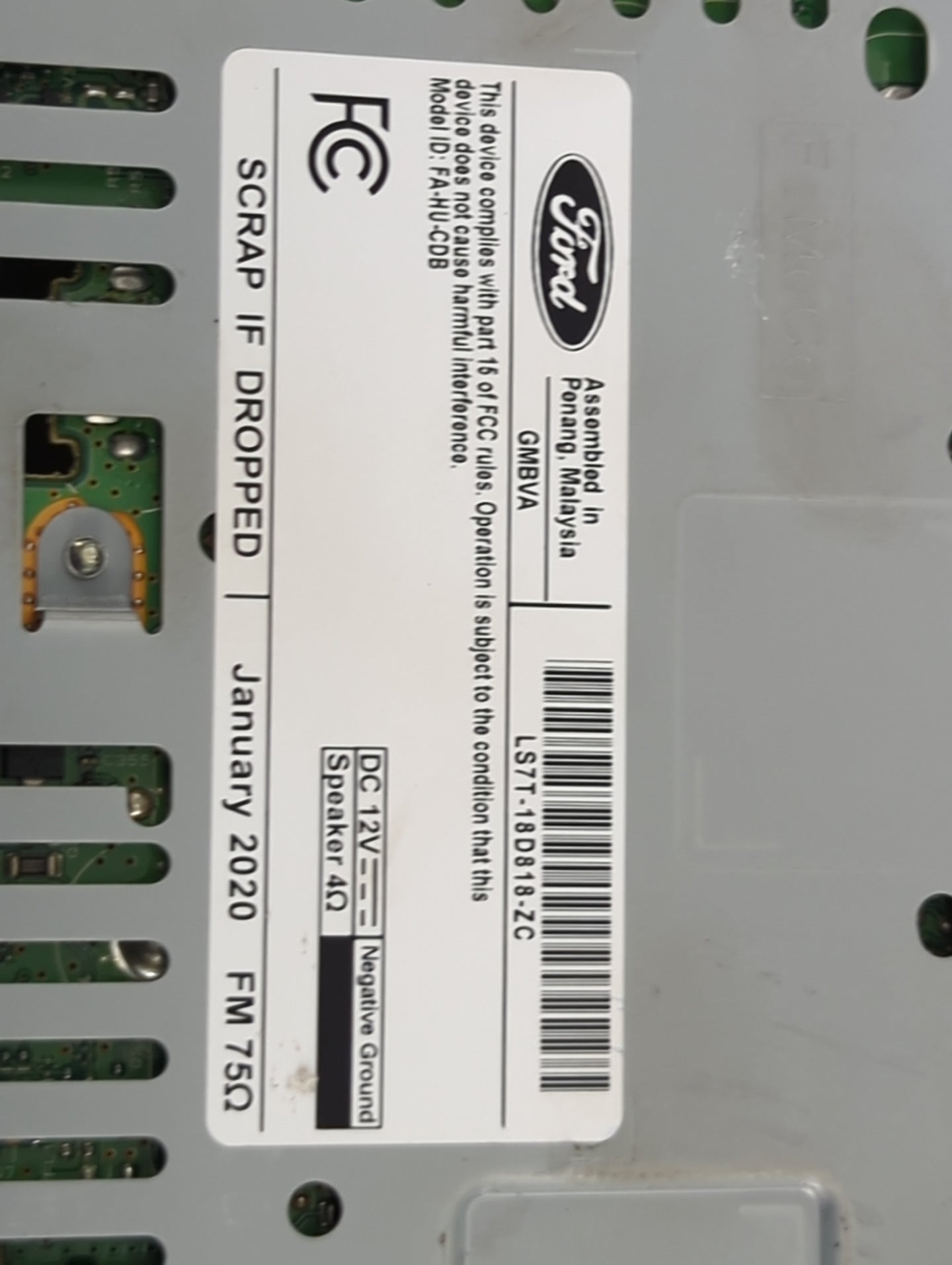 2020 Ford Fusion Radio AM FM Cd Player Receiver Replacement P/N:LS7T-18D818-ZC FA-HU-CDB Fits OEM Used Auto Parts - Oemuseda