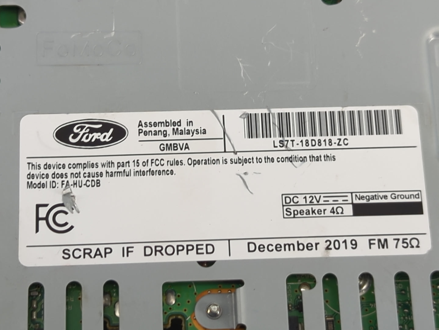 2020 Ford Fusion Radio AM FM Cd Player Receiver Replacement P/N:LS7T-18D818-ZC FA-HU-CDB Fits OEM Used Auto Parts - Oemuseda