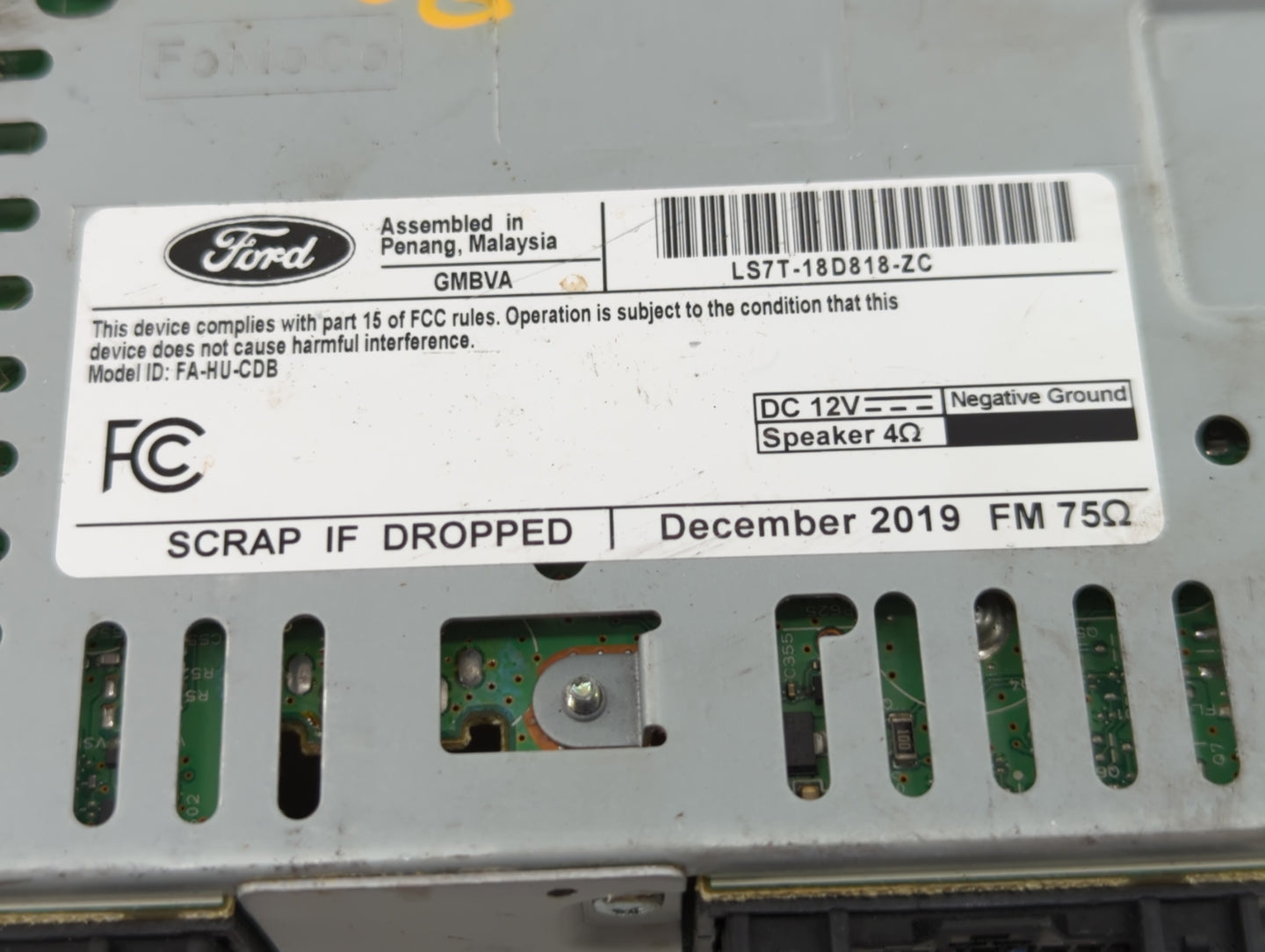 2020 Ford Fusion Radio AM FM Cd Player Receiver Replacement P/N:LS7T-18D818-ZC LS7T-19C107-XC Fits OEM Used Auto Parts - Oem