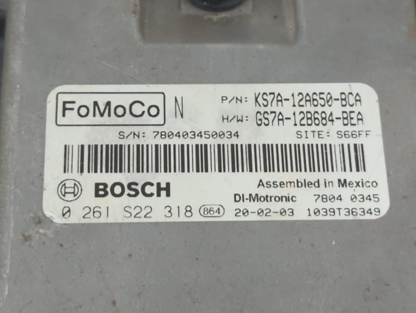 2020 Ford Fusion PCM Engine Control Computer ECU ECM PCU OEM P/N:KS7A-12A650-BCA Fits OEM Used Auto Parts - Oemusedautoparts