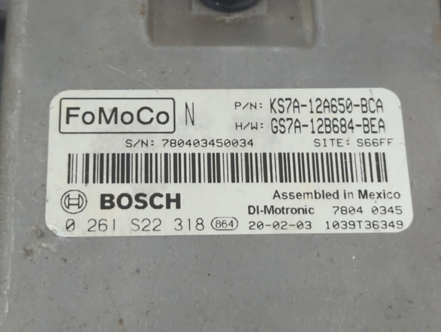 2020 Ford Fusion PCM Engine Control Computer ECU ECM PCU OEM P/N:KS7A-12A650-BCA Fits OEM Used Auto Parts - Oemusedautoparts