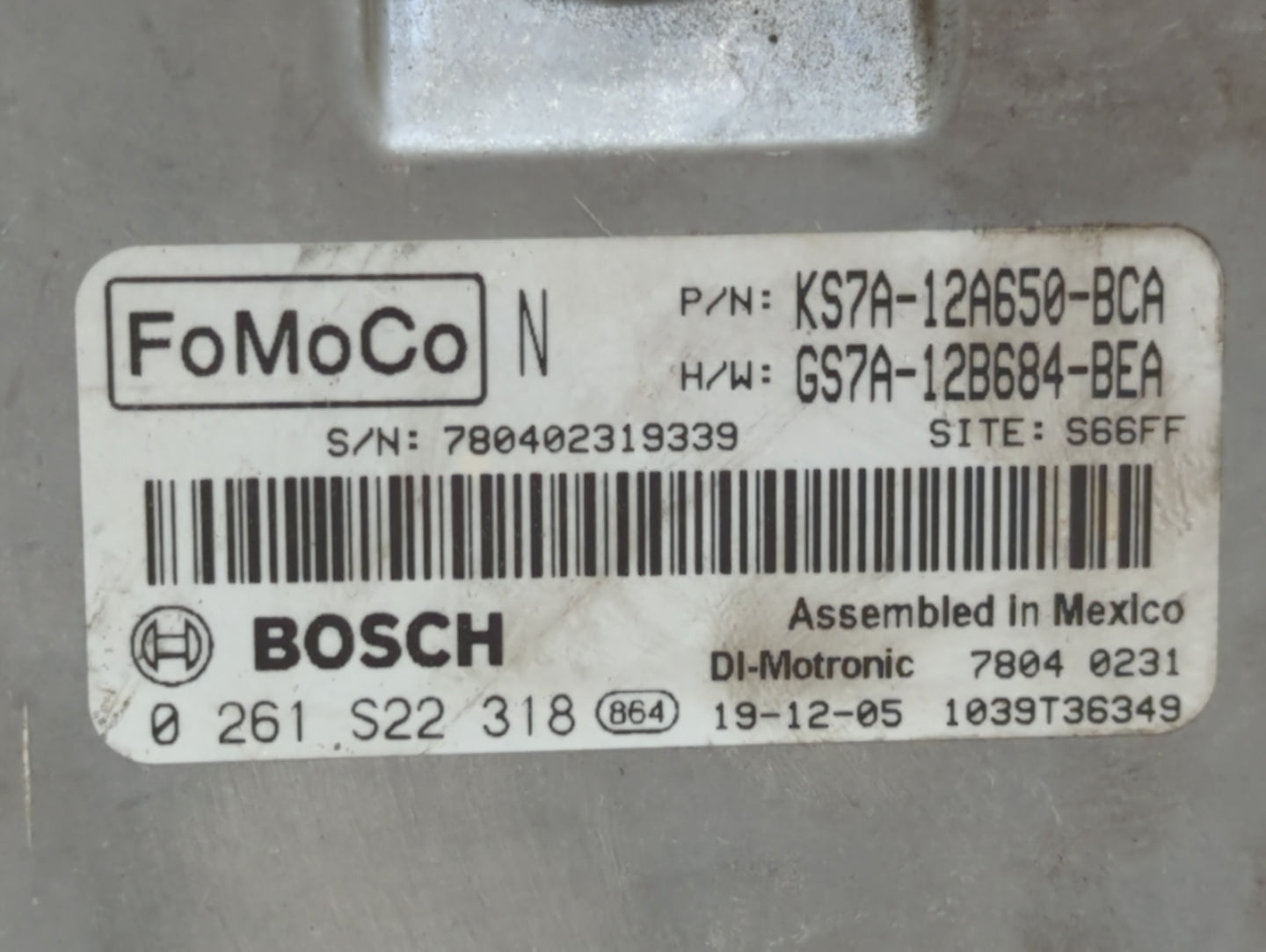 2020 Ford Fusion PCM Engine Control Computer ECU ECM PCU OEM P/N:KS7A-12A650-BCA Fits OEM Used Auto Parts - Oemusedautoparts