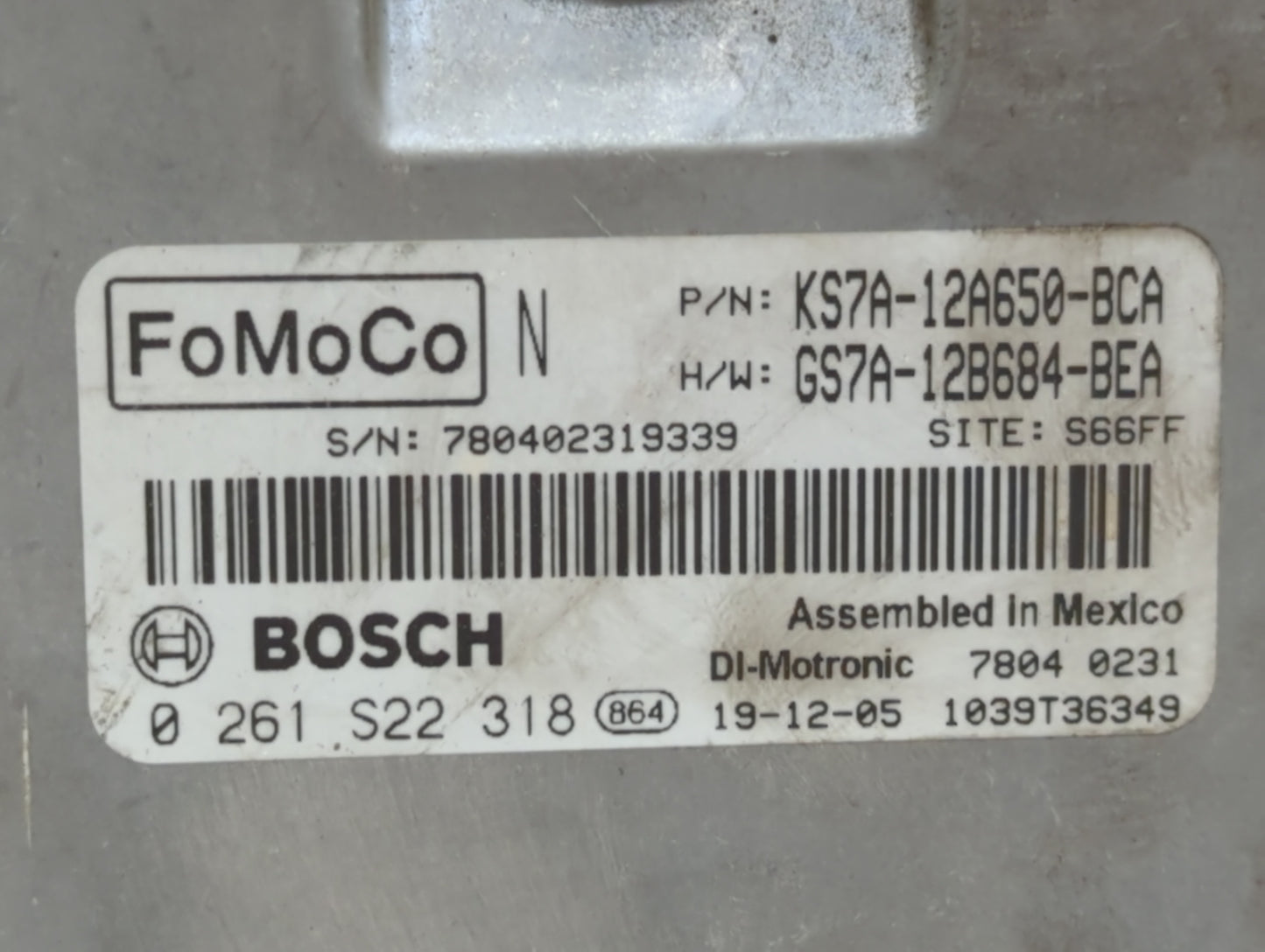 2020 Ford Fusion PCM Engine Control Computer ECU ECM PCU OEM P/N:KS7A-12A650-BCA Fits OEM Used Auto Parts - Oemusedautoparts