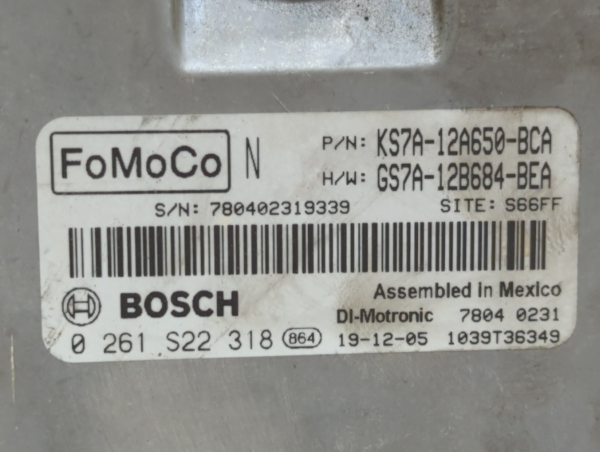 2020 Ford Fusion PCM Engine Control Computer ECU ECM PCU OEM P/N:KS7A-12A650-BCA OEM Used Auto Parts - Oemusedautoparts1.com