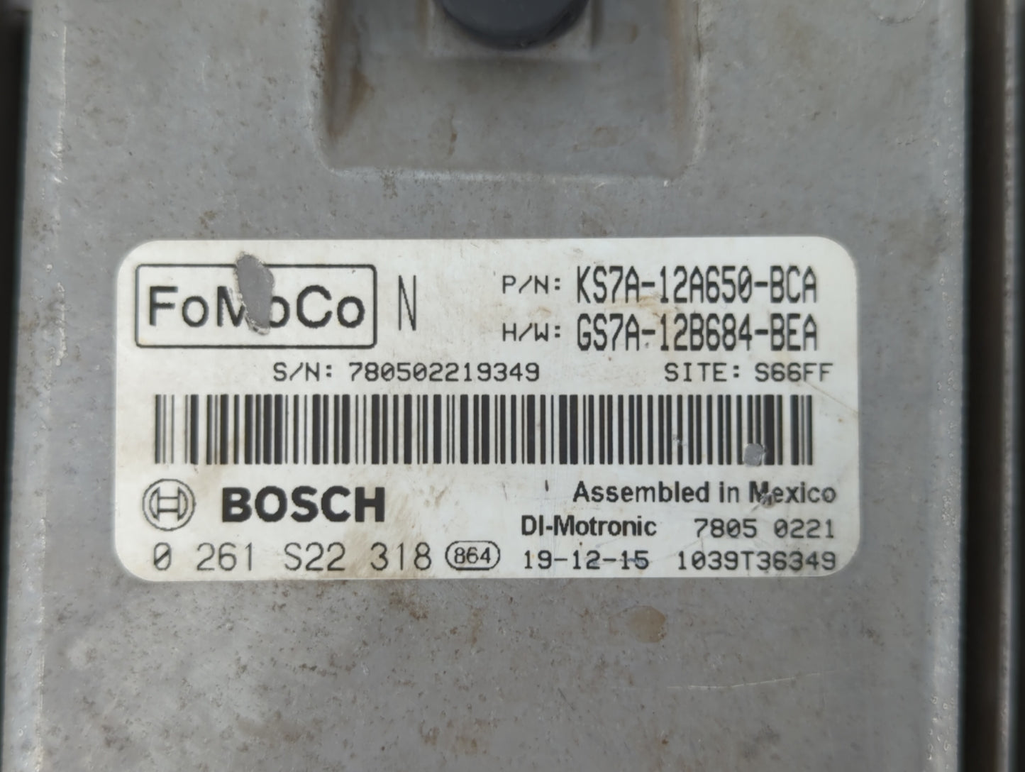 2020 Ford Fusion PCM Engine Control Computer ECU ECM PCU OEM P/N:KS7A-12A650-BCA Fits OEM Used Auto Parts - Oemusedautoparts