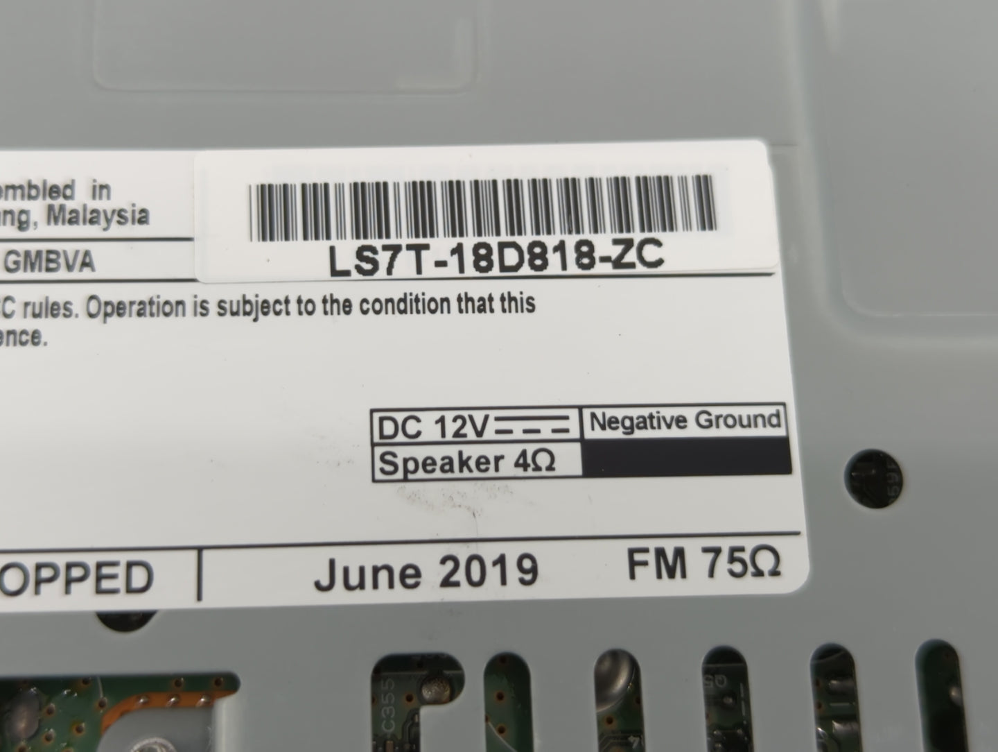 2020 Ford Fusion Radio AM FM Cd Player Receiver Replacement P/N:LS7T-18D818-ZC LS7T-19C107-XC Fits OEM Used Auto Parts - Oem