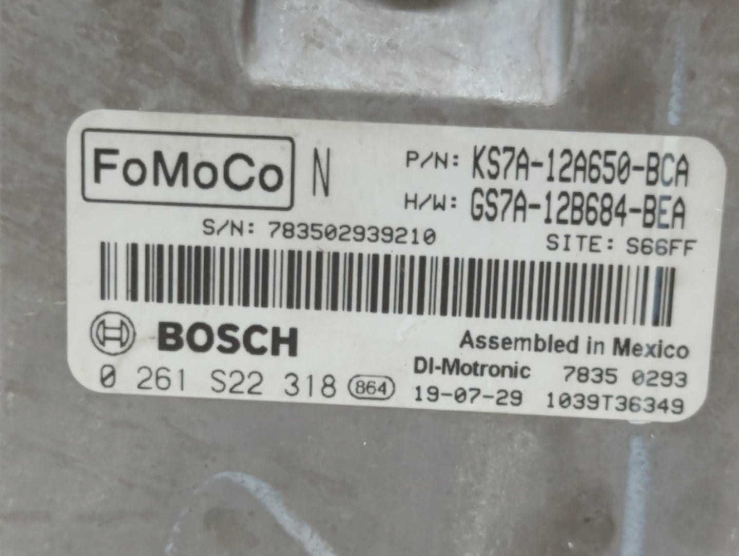 2020 Ford Fusion PCM Engine Control Computer ECU ECM PCU OEM P/N:GS7A-12B684-BEA KS7A-12A650-BCA Fits OEM Used Auto Parts - 