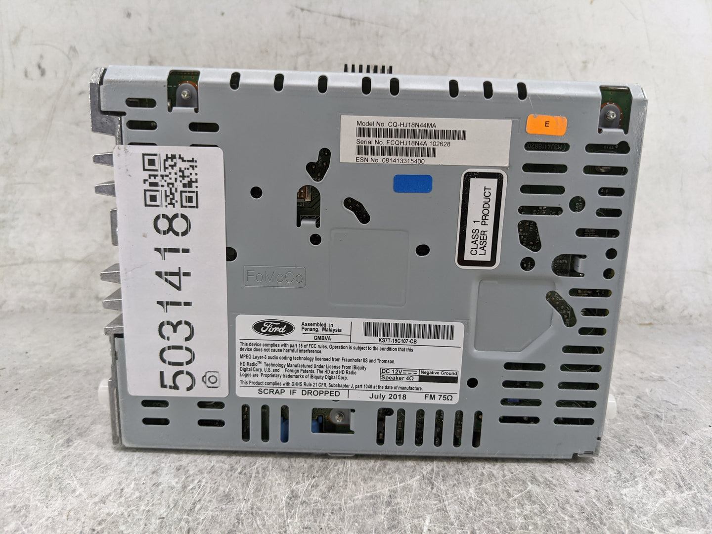 2019-2020 Ford Fusion Radio AM FM Cd Player Receiver Replacement P/N:CQ-HJ18N44MA KS7T-19C107-CB, FCQHJ18N4A Fits Fits 2019 