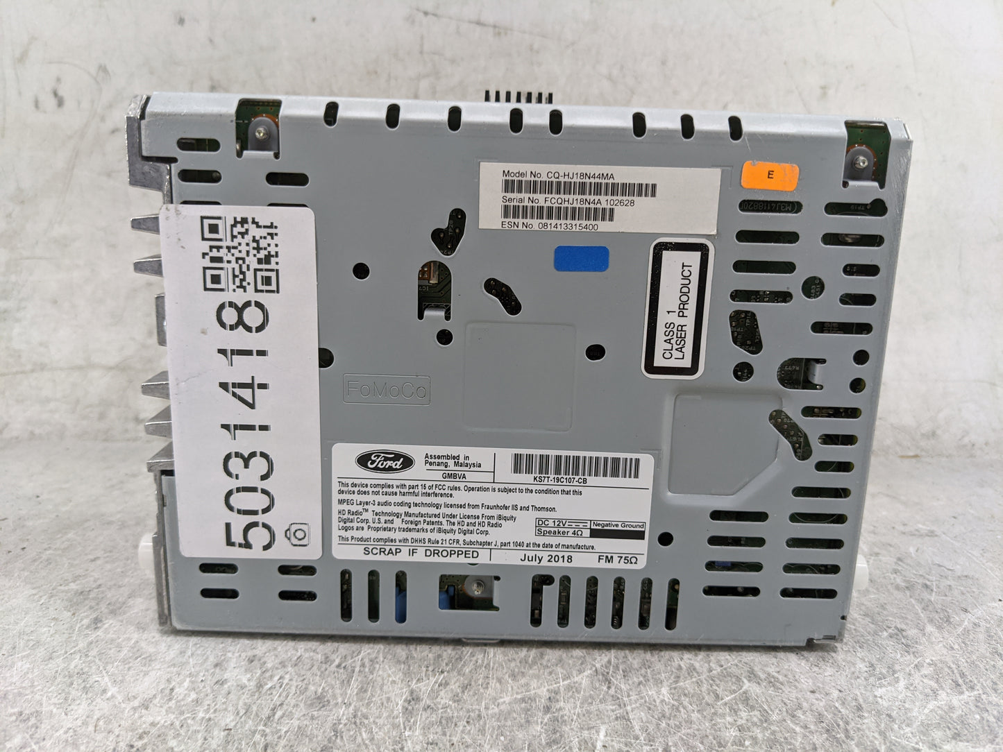 2019-2020 Ford Fusion Radio AM FM Cd Player Receiver Replacement P/N:CQ-HJ18N44MA KS7T-19C107-CB, FCQHJ18N4A Fits Fits 2019 