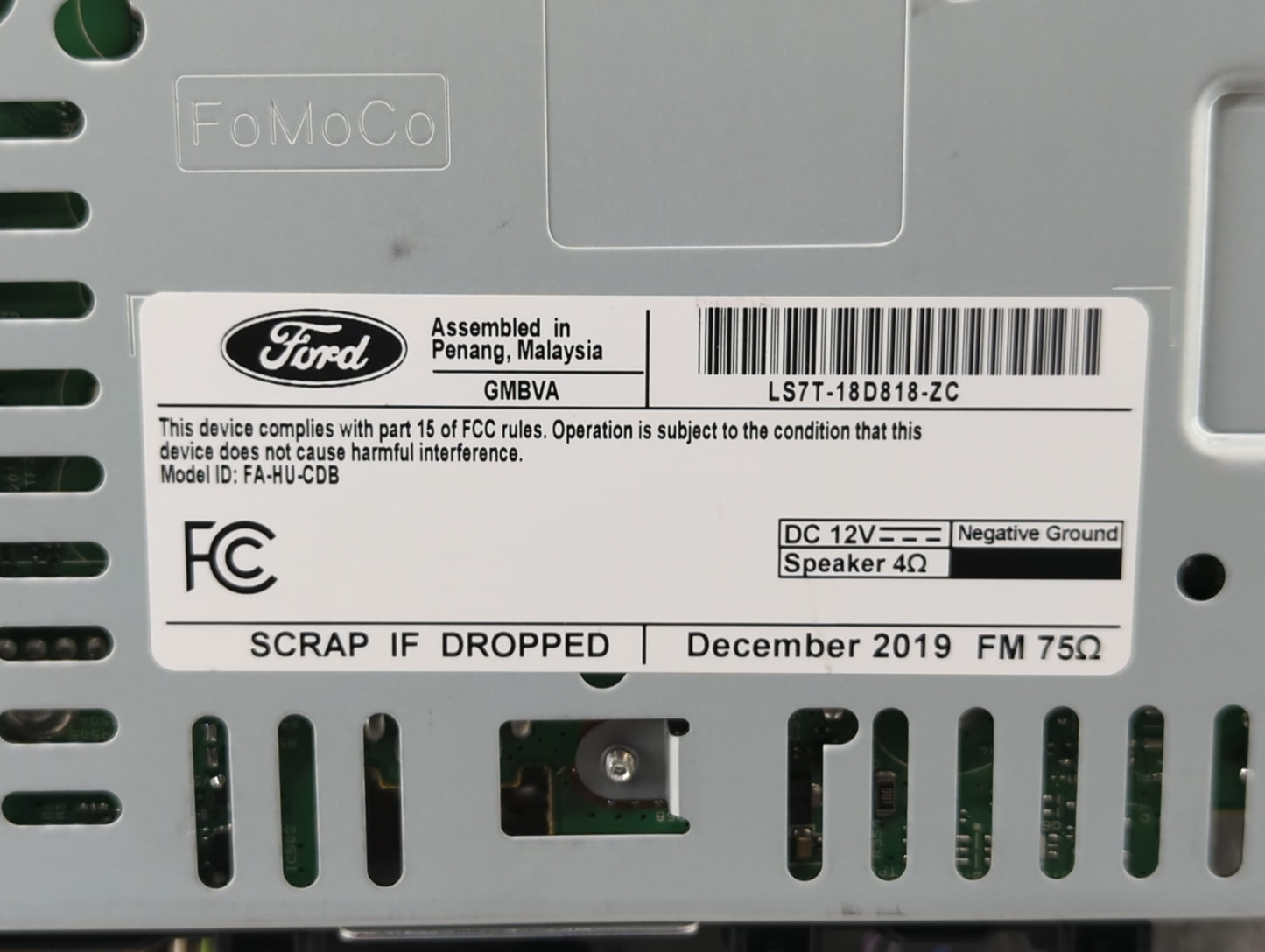 2020 Ford Fusion Radio AM FM Cd Player Receiver Replacement P/N:LS7T-18D818-ZC LS7T-19C107-XC Fits OEM Used Auto Parts - Oem