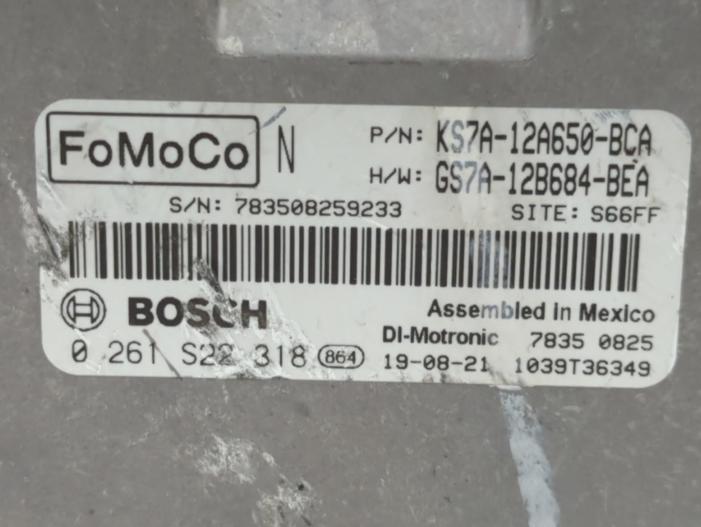 2020 Ford Fusion PCM Engine Control Computer ECU ECM PCU OEM P/N:GS7A-12B684-BEA KS7A-12A650-BCA Fits OEM Used Auto Parts - 