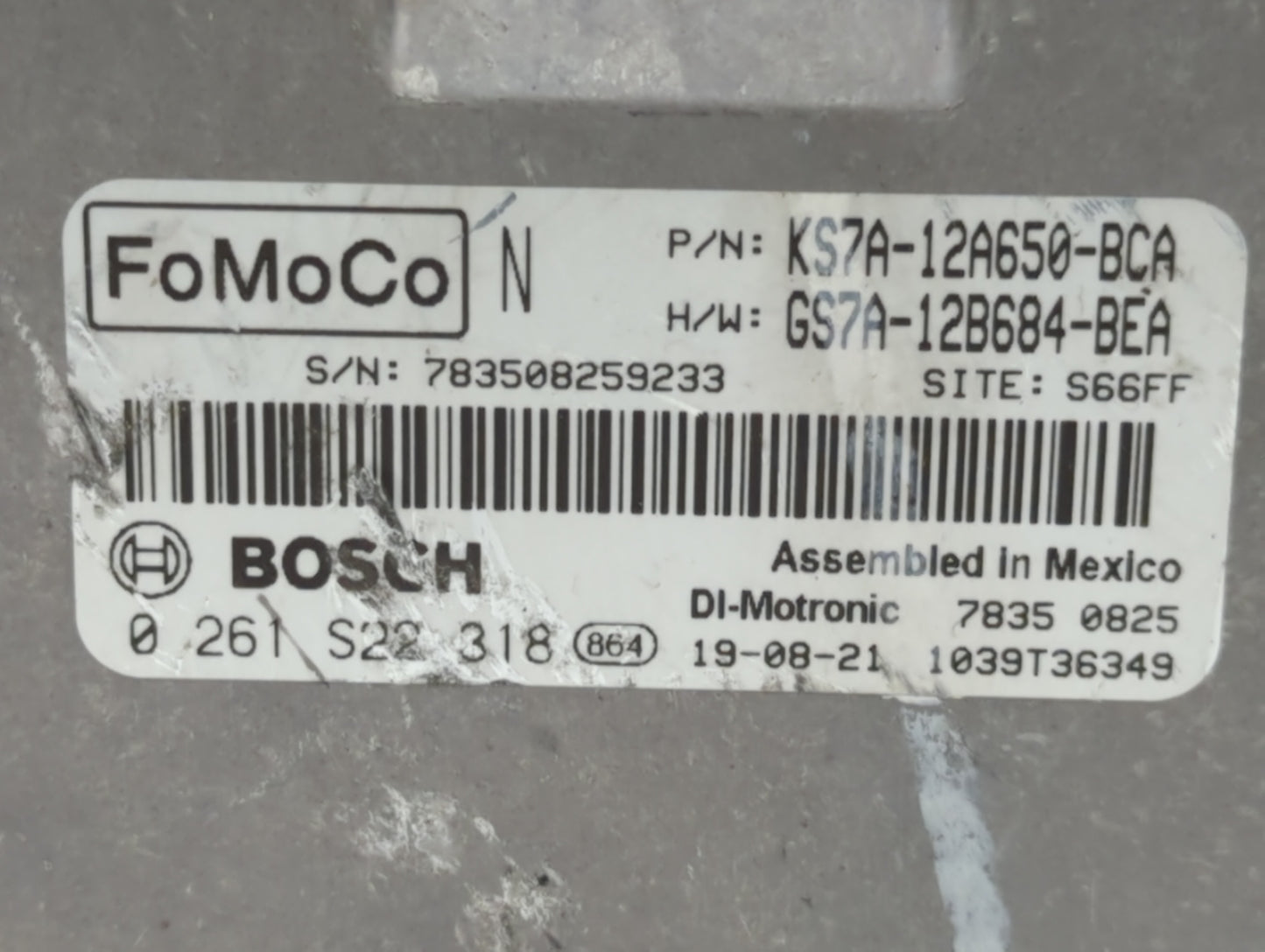 2020 Ford Fusion PCM Engine Control Computer ECU ECM PCU OEM P/N:GS7A-12B684-BEA KS7A-12A650-BCA Fits OEM Used Auto Parts - 