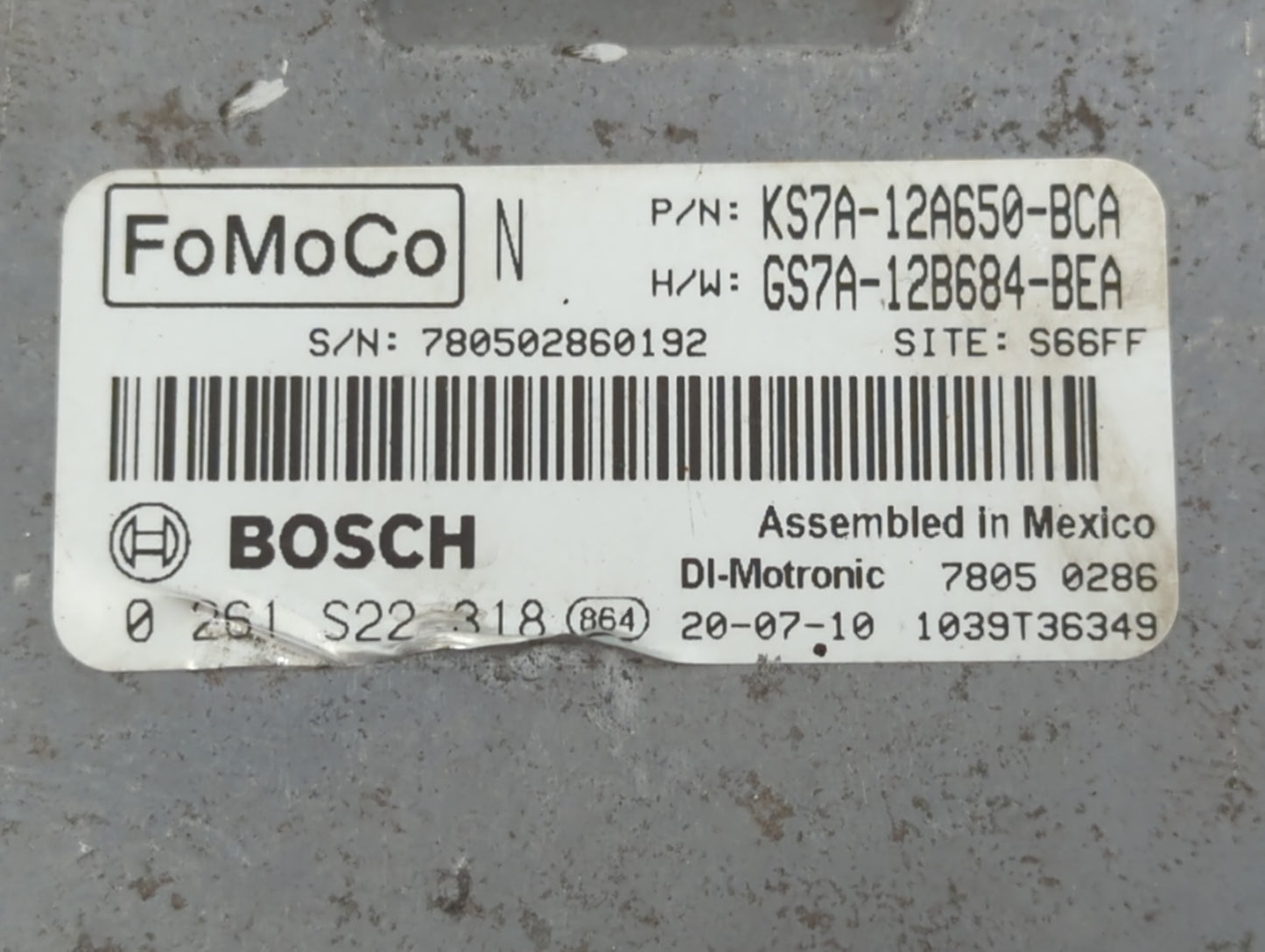 2020 Ford Fusion PCM Engine Control Computer ECU ECM PCU OEM P/N:KS7A-12A650-BCA Fits OEM Used Auto Parts - Oemusedautoparts